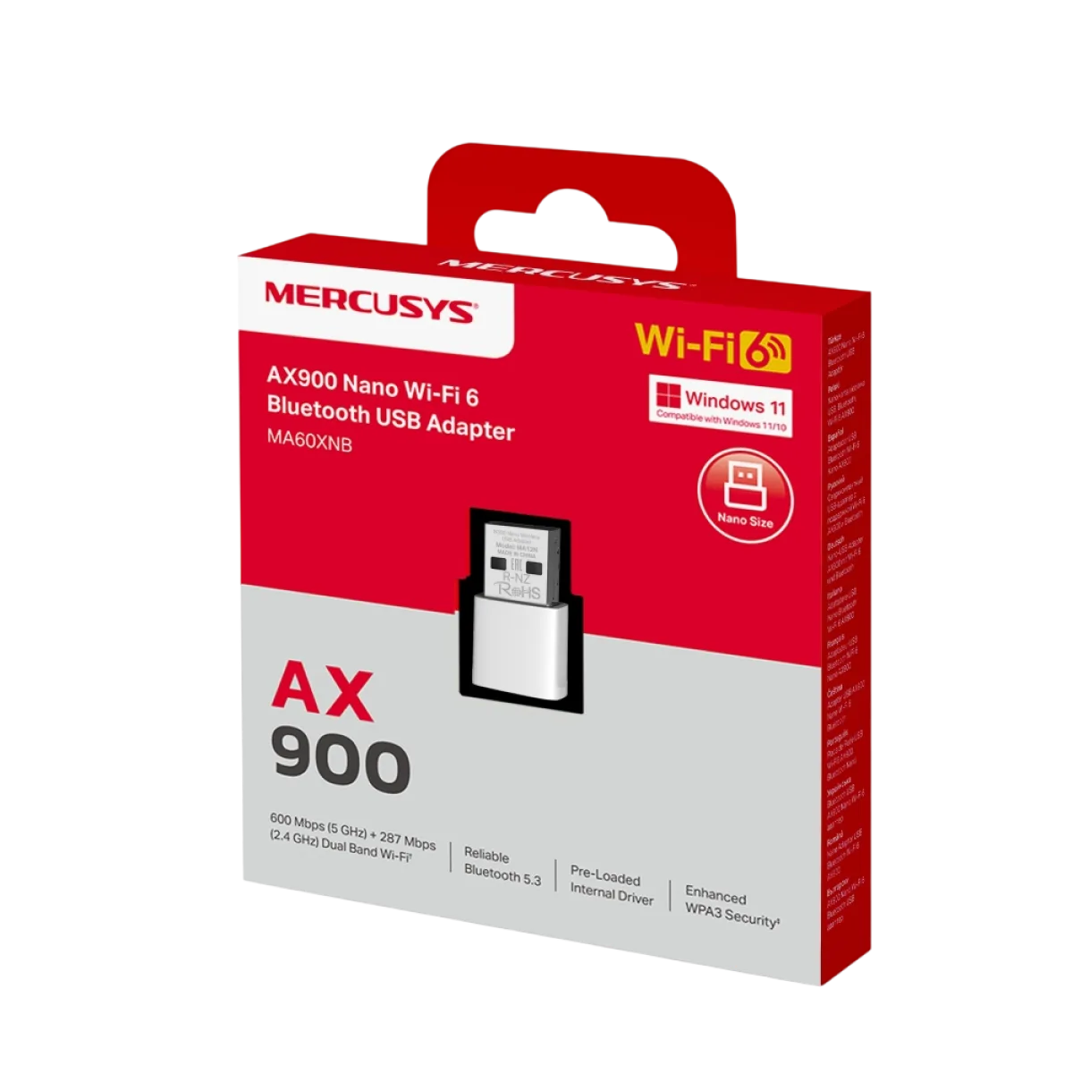 Mercusys MA60XNB / AX900 USB-адаптер Nano Wi-Fi 6 c Bluetooth