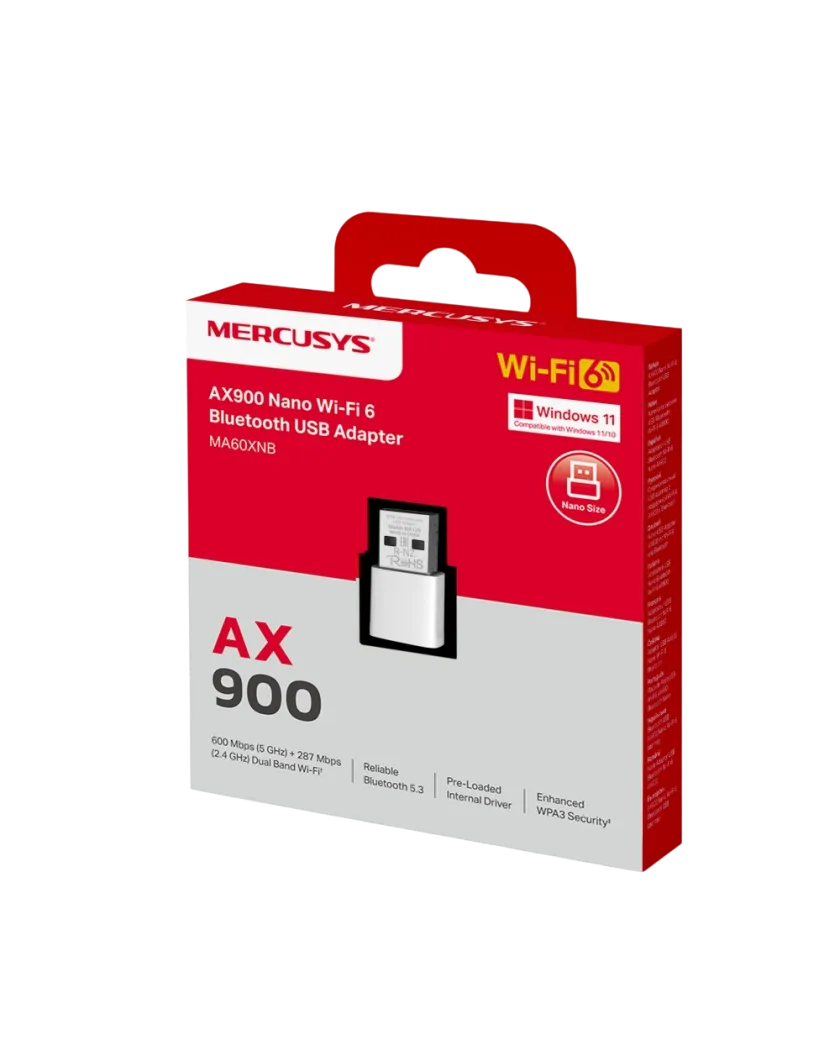 Mercusys MA60XNB / AX900 USB-адаптер Nano Wi-Fi 6 c Bluetooth