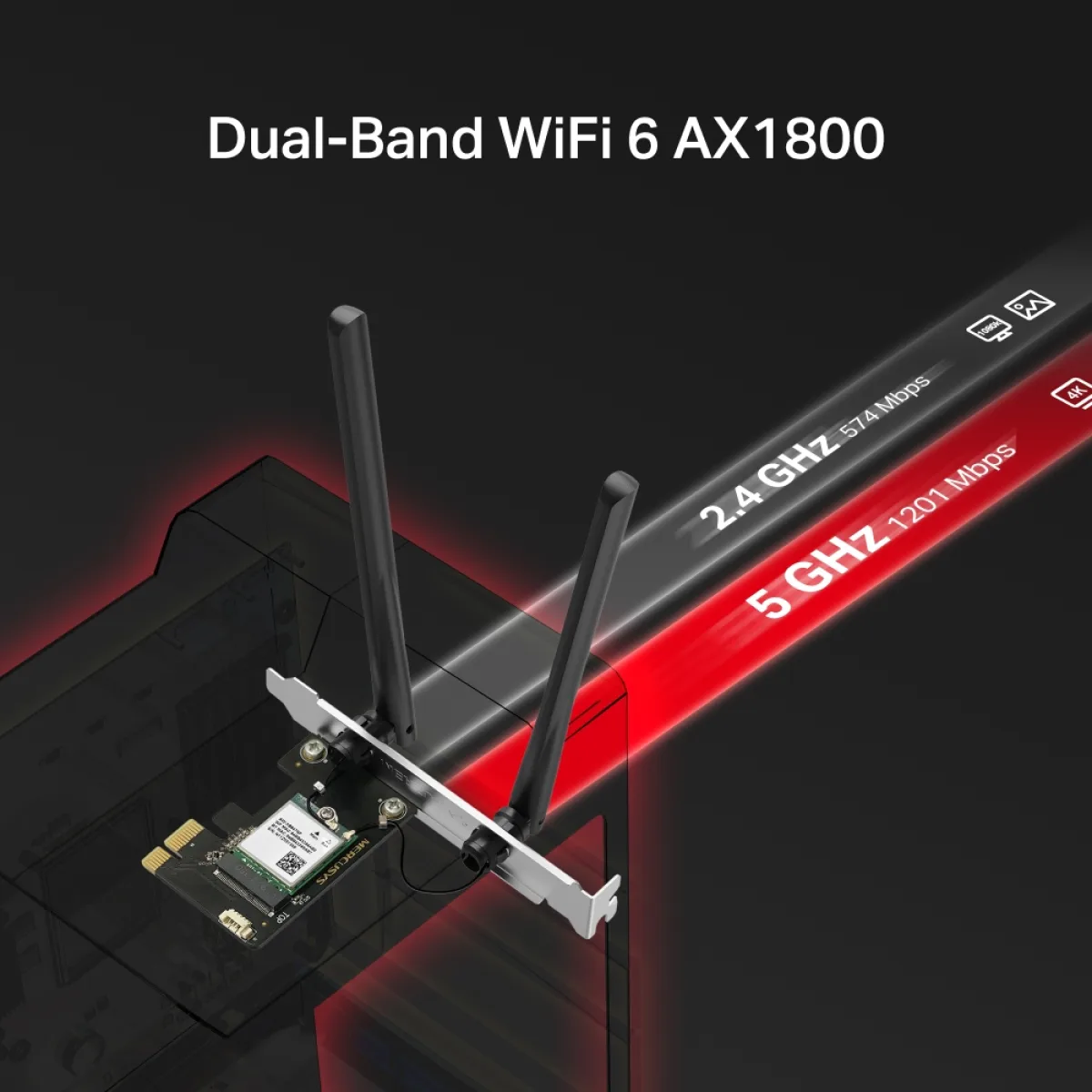 Mercusys MA70XE AX1800 Dual-Band Wi-Fi 6 Bluetooth PCI Express Adapter