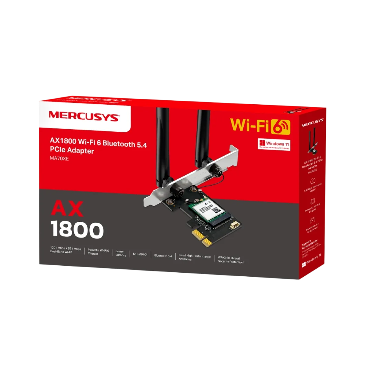 Mercusys MA70XE AX1800 Dual-Band Wi-Fi 6 Bluetooth PCI Express Adapter