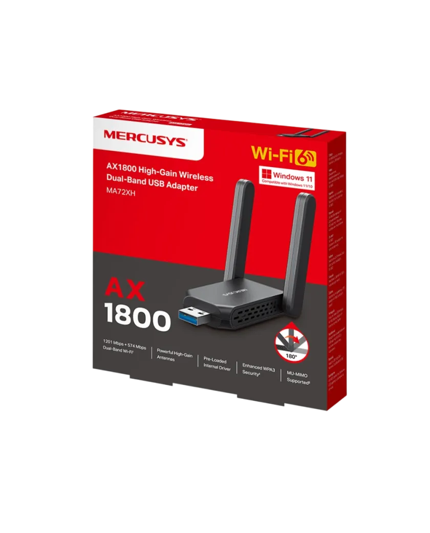 Mercusys MA72XH / AXE5400 Беспроводной USB-адаптер Wi-Fi 6E с высоким коэффициентом усиления