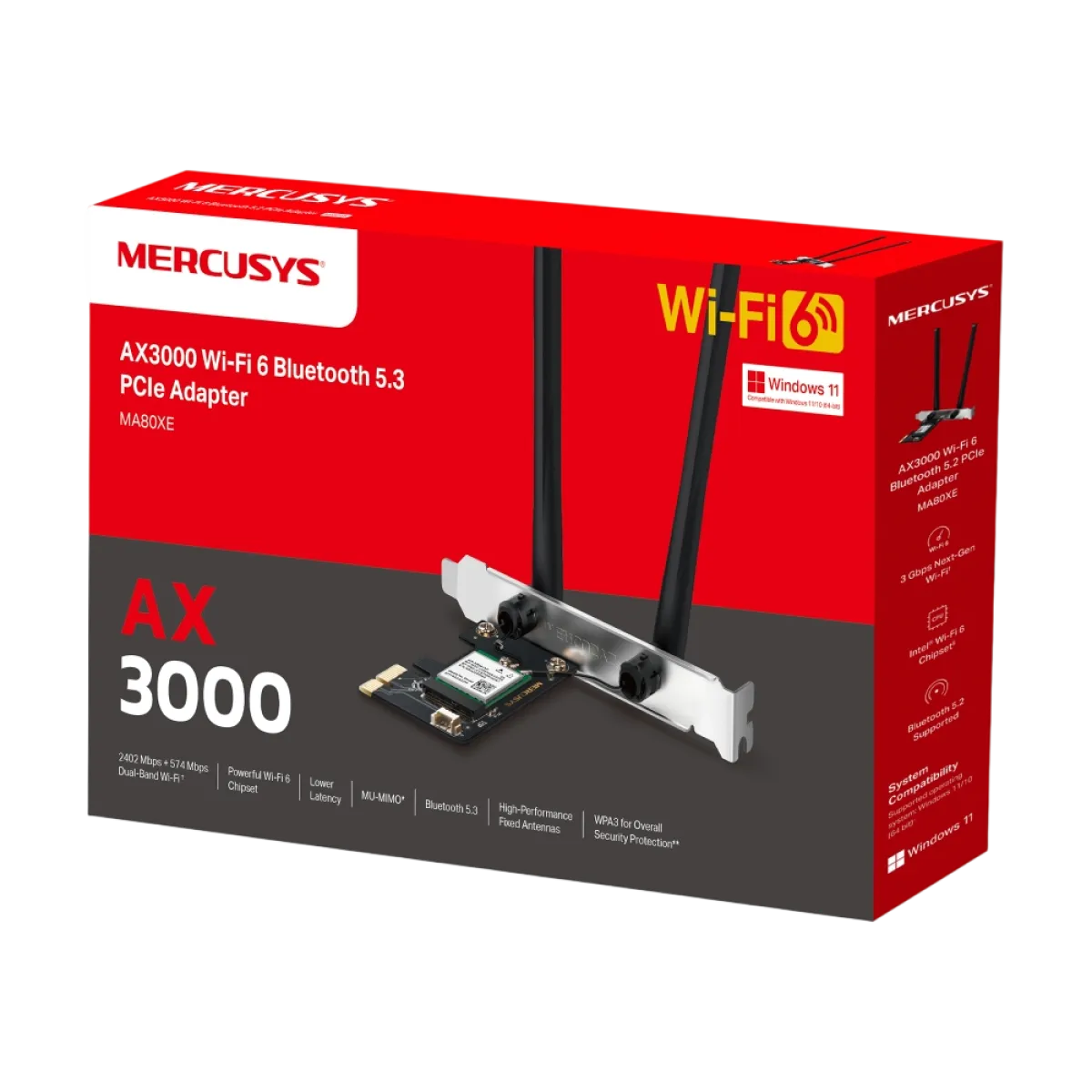 Mercusys MA80XE AX3000 Dual-Band Wi-Fi 6 Bluetooth PCI Express Adapter