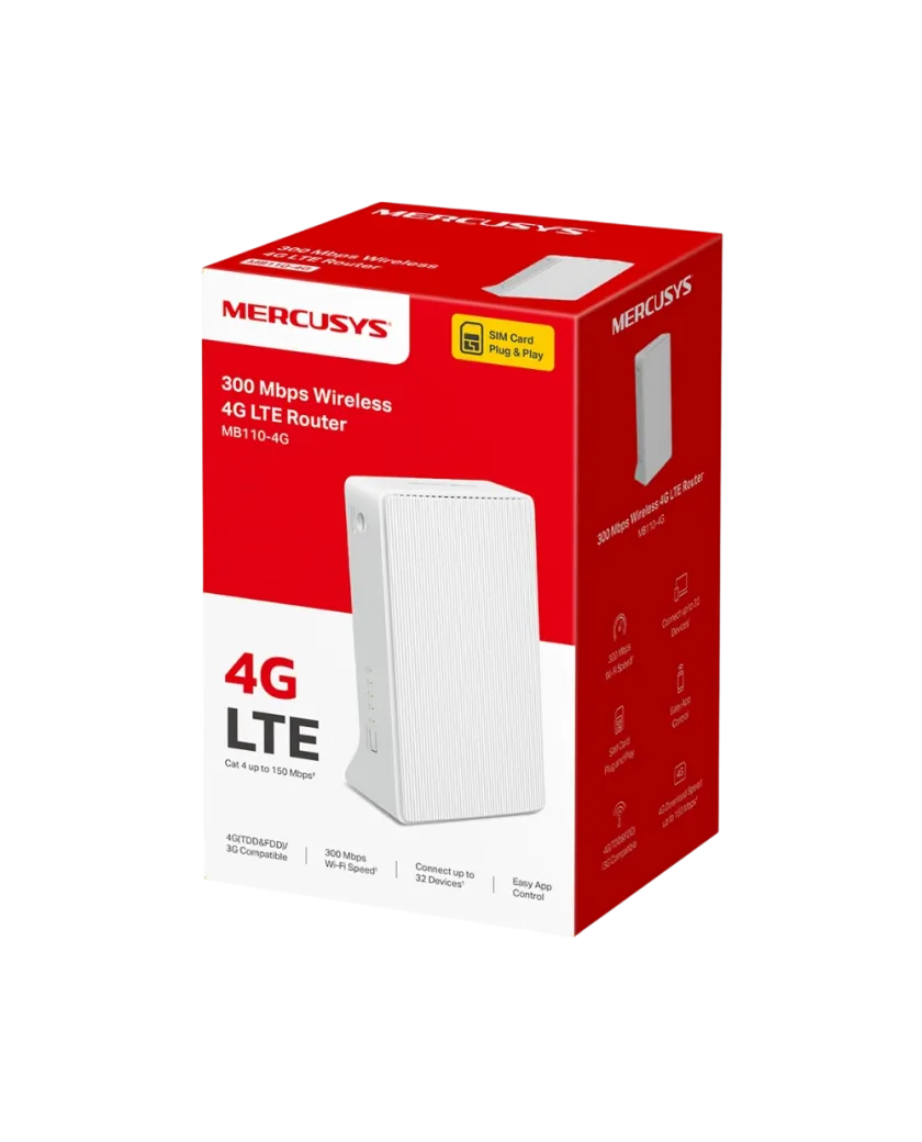 Mercusys MB112-4G / N300 Беспроводной маршрутизатор 300 Мбит/с N 4G LTE