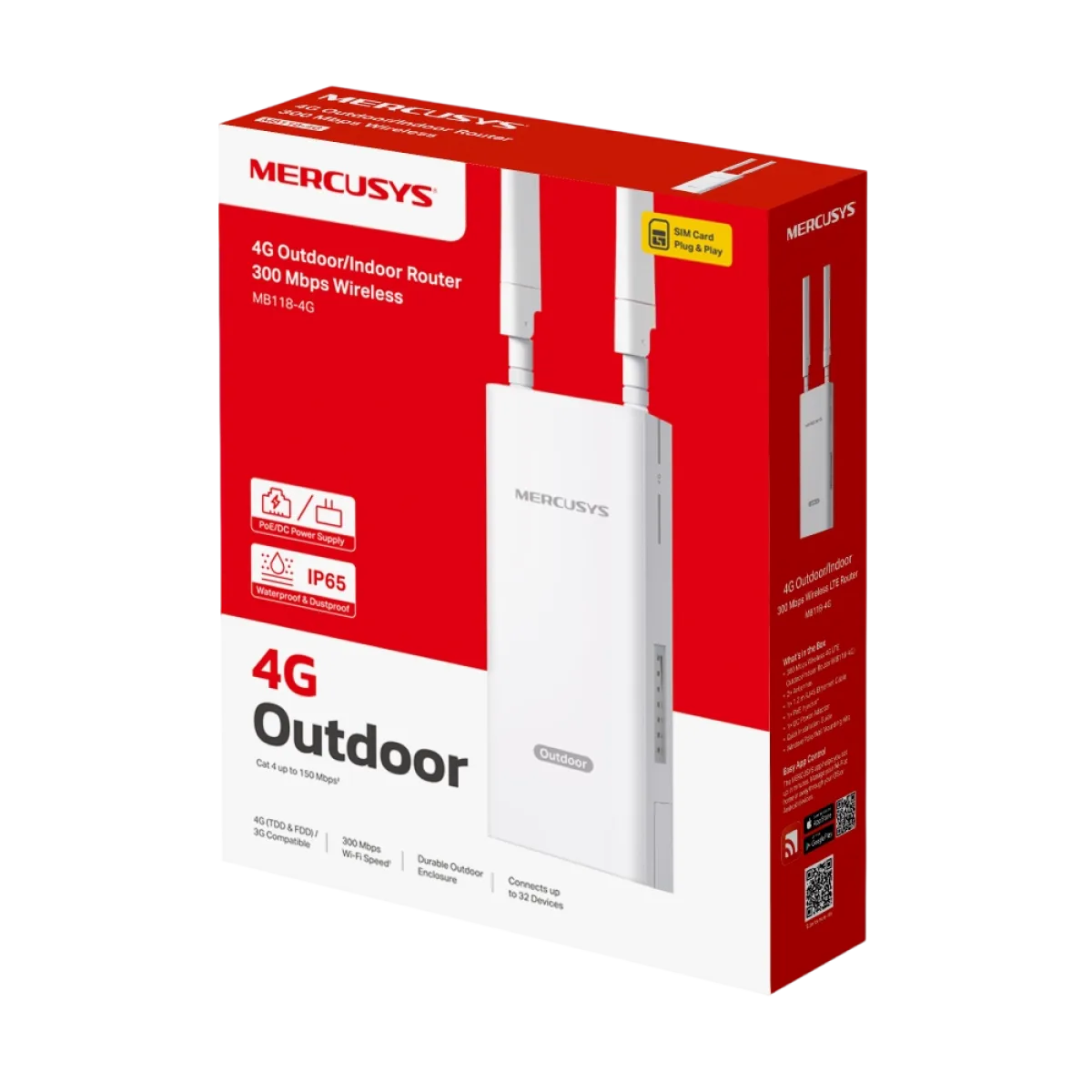 Mercusys MB118-4G / 300 Мбит/с Беспроводной маршрутизатор 4G LTE для наружного/внутреннего использования