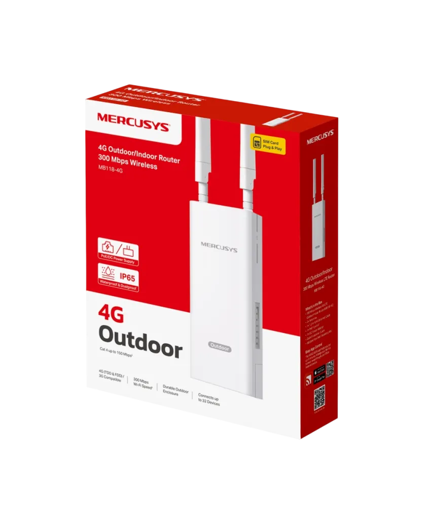Mercusys MB118-4G / 300 Мбит/с Беспроводной маршрутизатор 4G LTE для наружного/внутреннего использования