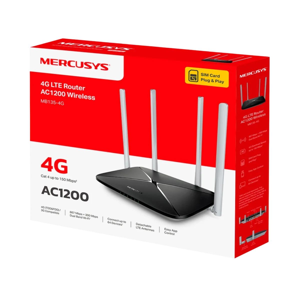 Mercusys MB135-4G / AC1200 Беспроводной двухдиапазонный 4G LTE-роутер