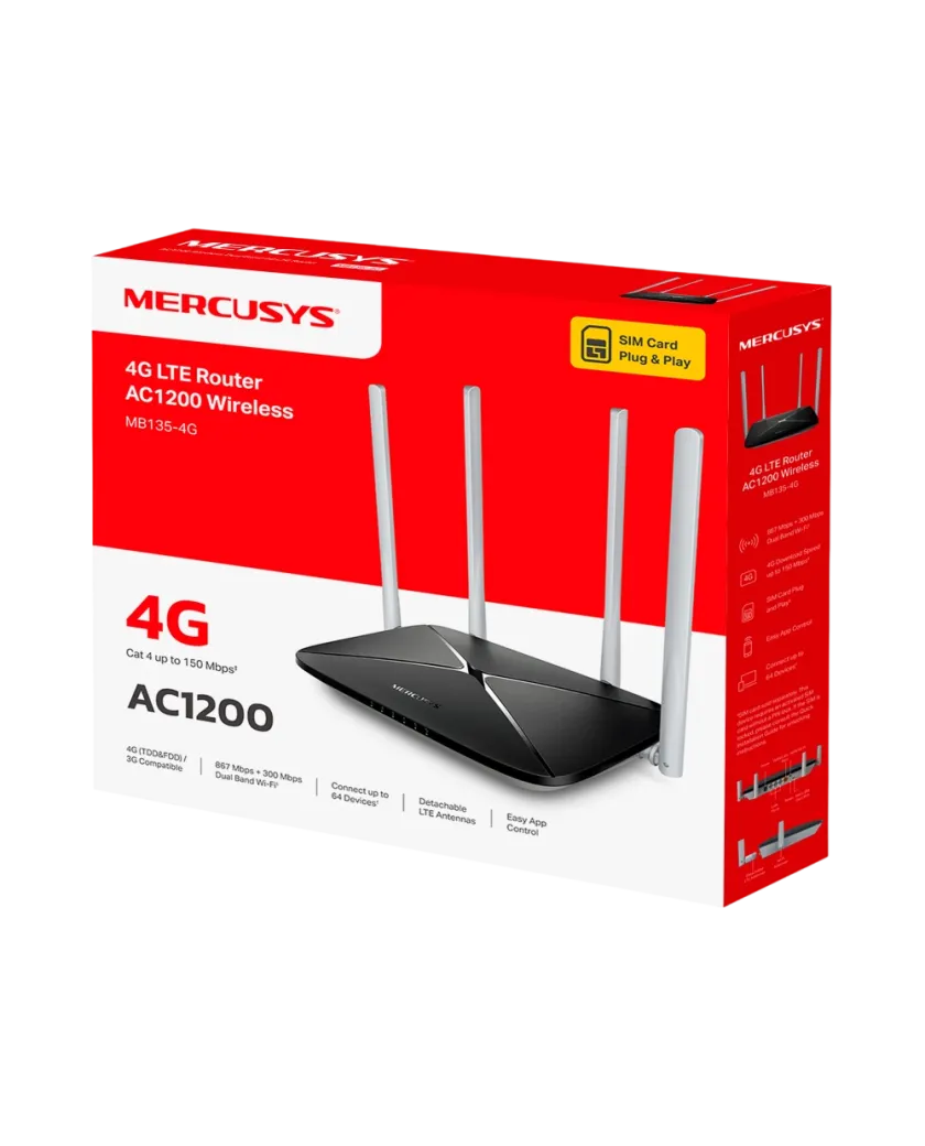 Mercusys MB135-4G / AC1200 Беспроводной двухдиапазонный 4G LTE-роутер