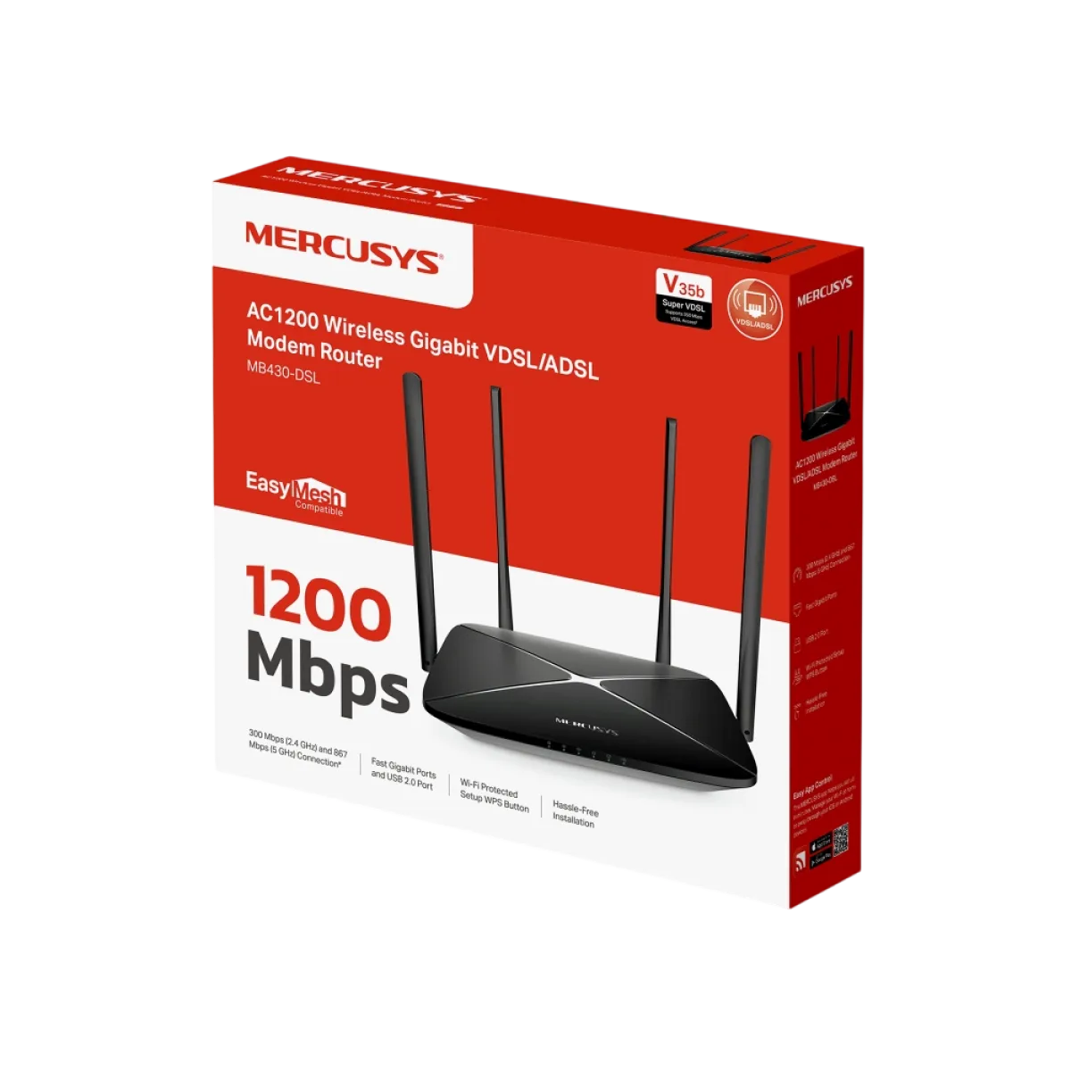 Mercusys MB430-DSL / AC1200 Беспроводной гигабитный модем-маршрутизатор VDSL/ADSL