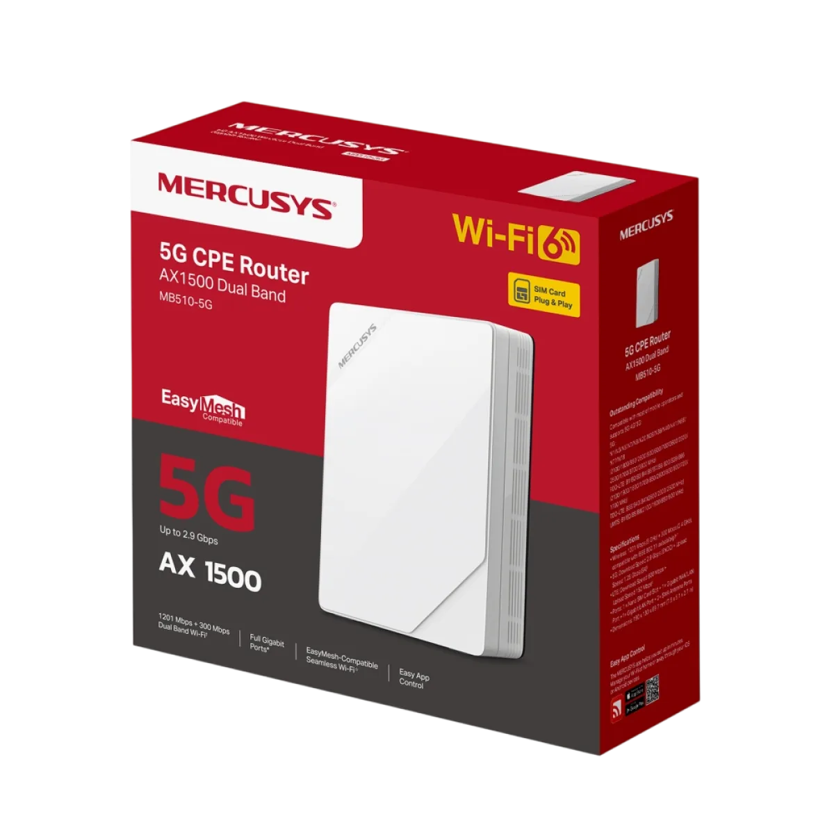 Mercusys MB510-5G / AX1500 Беспроводной двухдиапазонный гигабитный маршрутизатор 5G