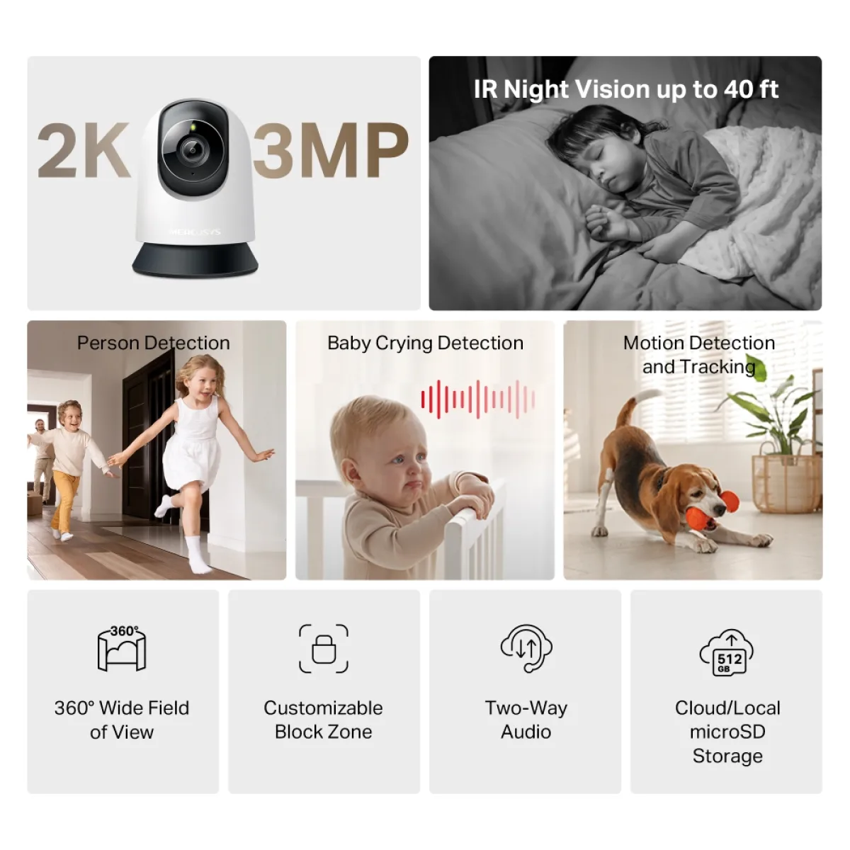 Mercusys MC210 / Умная поворотная Wi-Fi камера