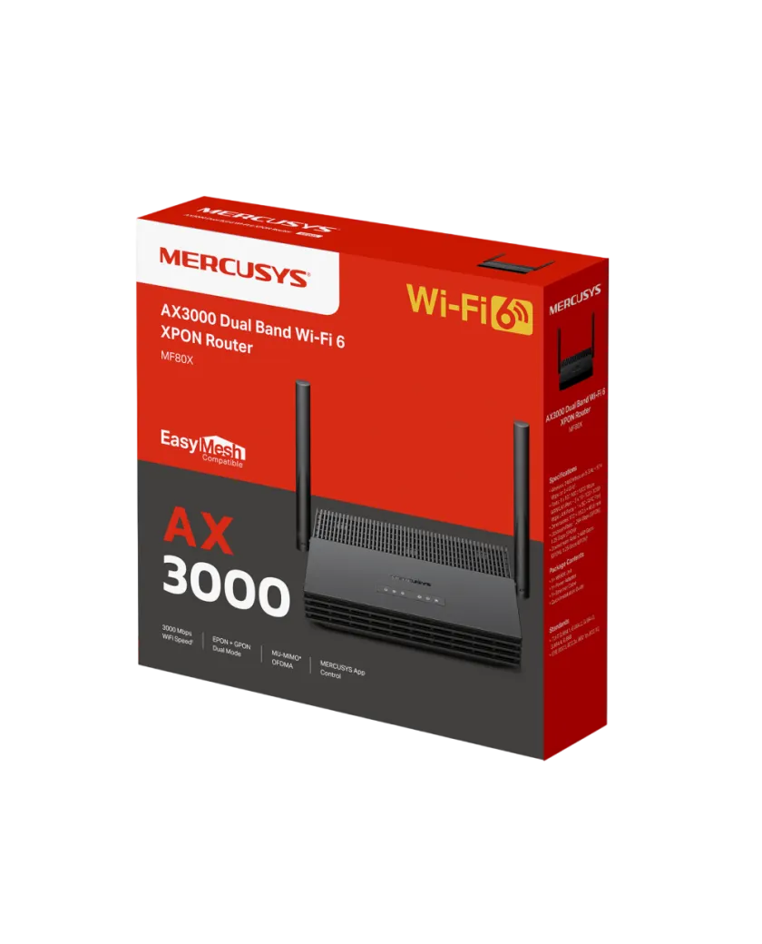 Mercusys MF80X / AX3000 Двухдиапазонный Wi-Fi 6 XPON-маршрутизатор