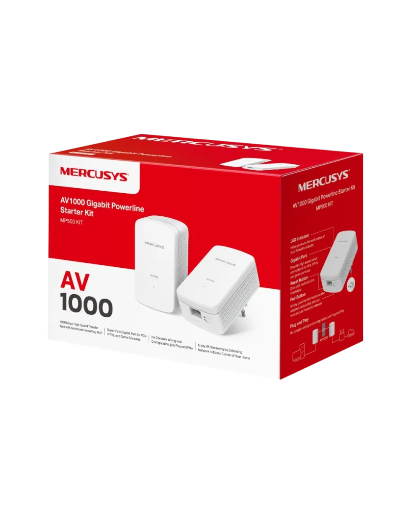 Mercusys MP500 KIT AV1000 Gigabit Powerline Starter Kit KIT: 2× MP500