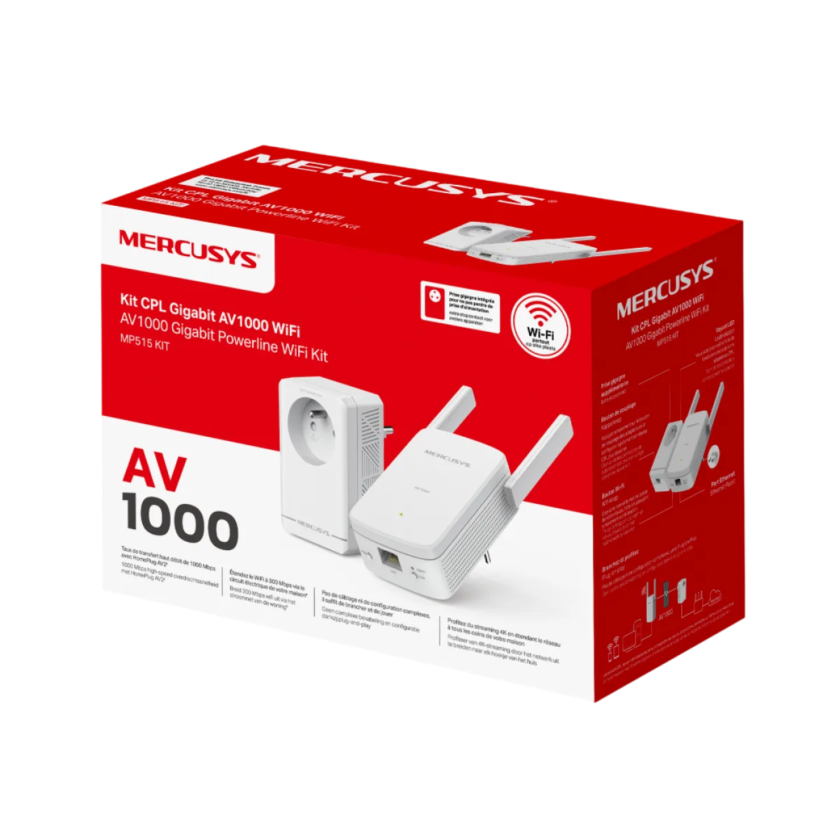 Mercusys MP515 KIT / AV1000 Комплект гигабитных адаптеров Powerline с поддержкой Wi‑Fi N300
