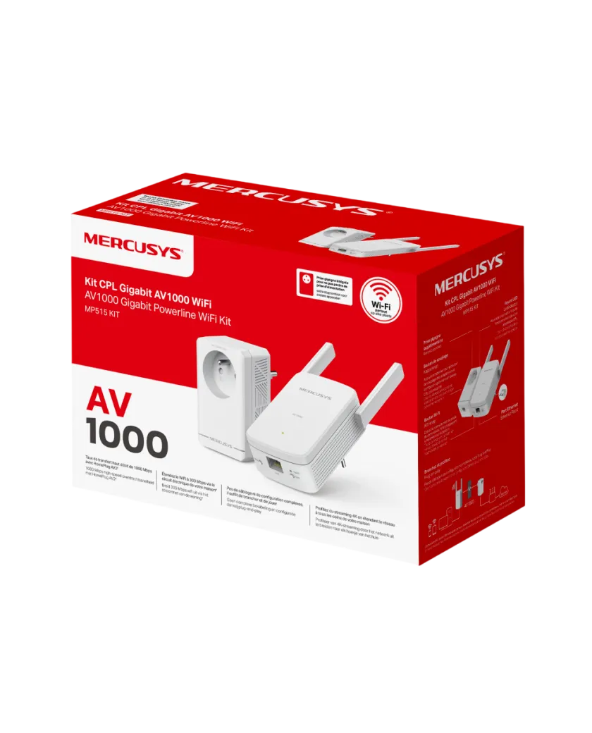Mercusys MP515 KIT / AV1000 Комплект гигабитных адаптеров Powerline с поддержкой Wi‑Fi N300