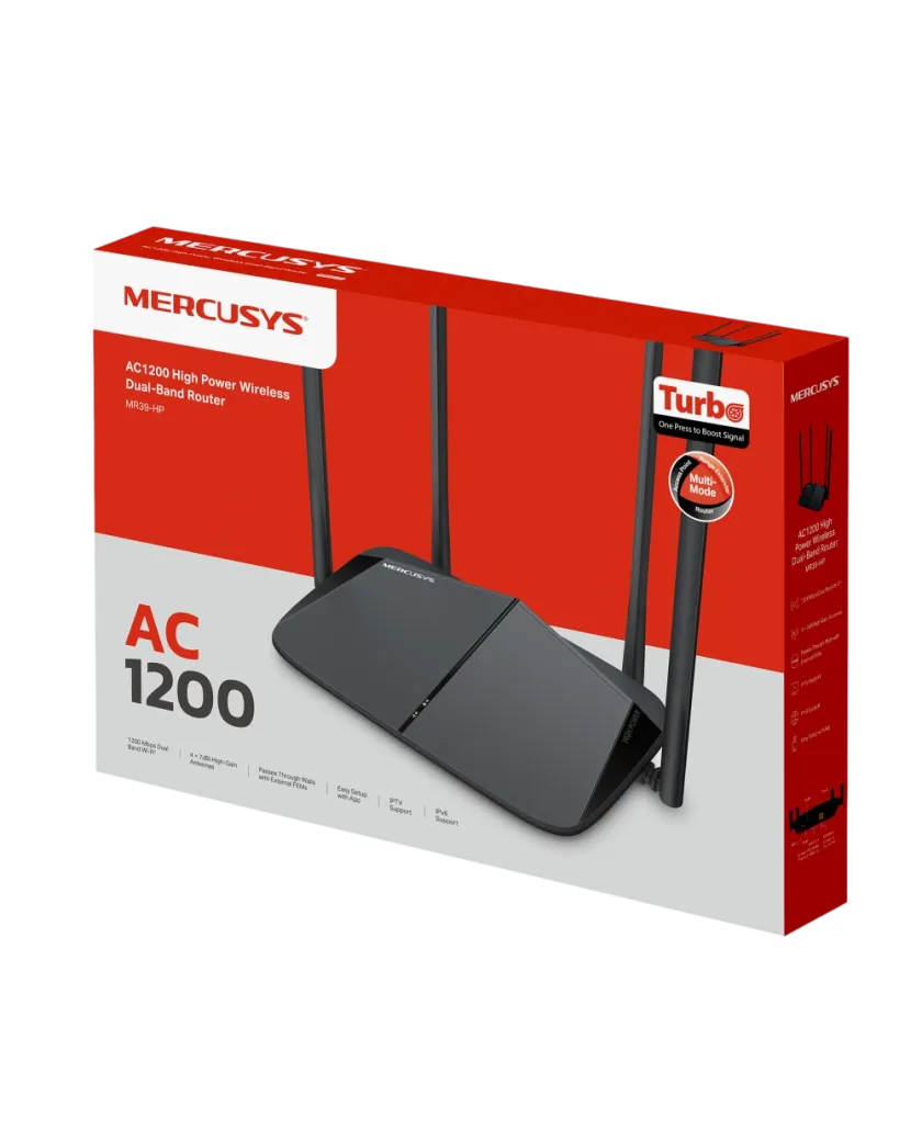 Mercusys MR39-HP / AC1200 Беспроводной двухдиапазонный маршрутизатор высокой мощности