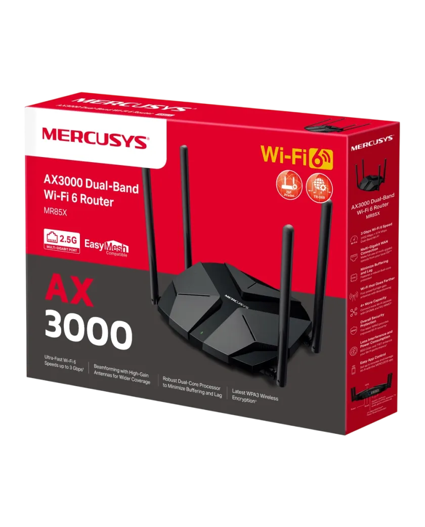 Mercusys MR85X / AX3000 Двухдиапазонный роутер Wi-Fi 6