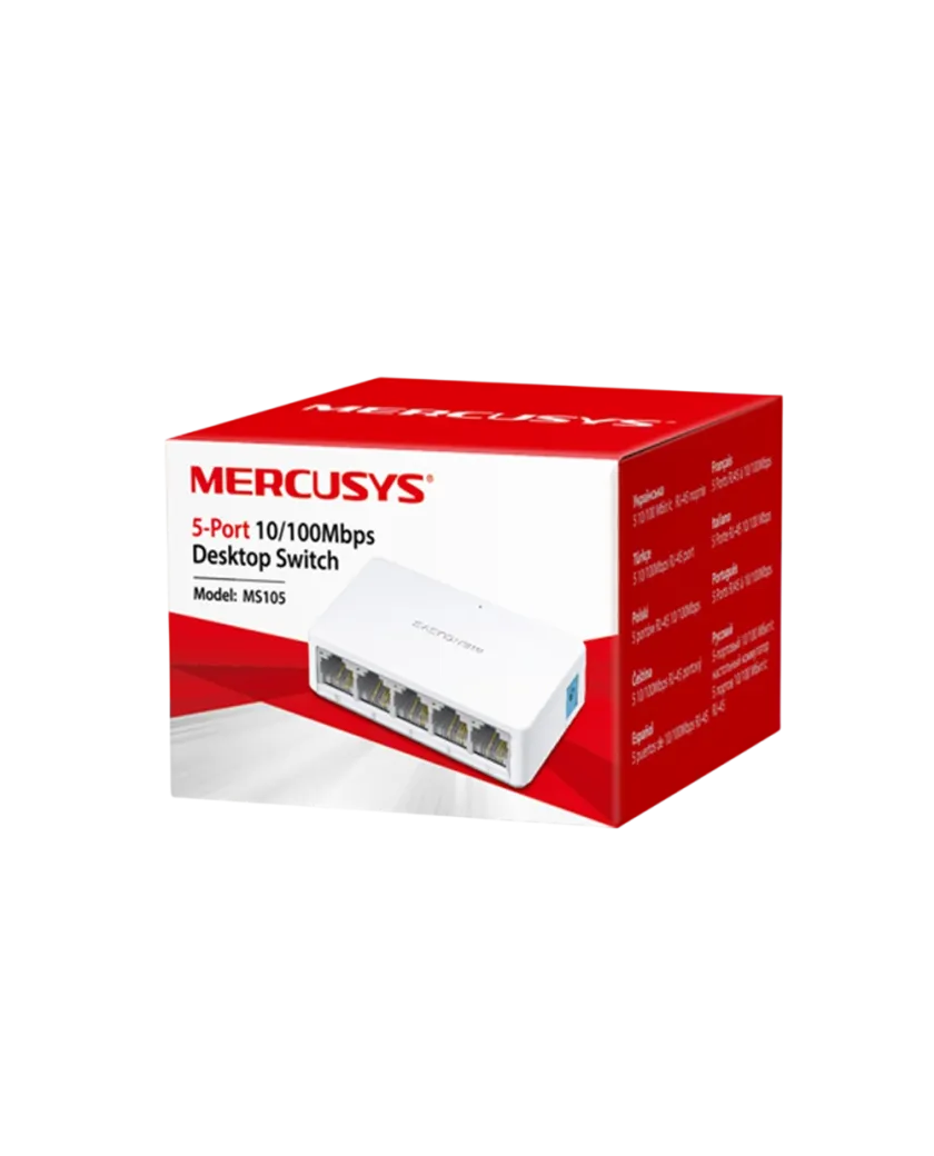Mercusys MS105 5-Port 10/100Mbps Desktop Switch PORT: 5× 10/100 Mbps Ports