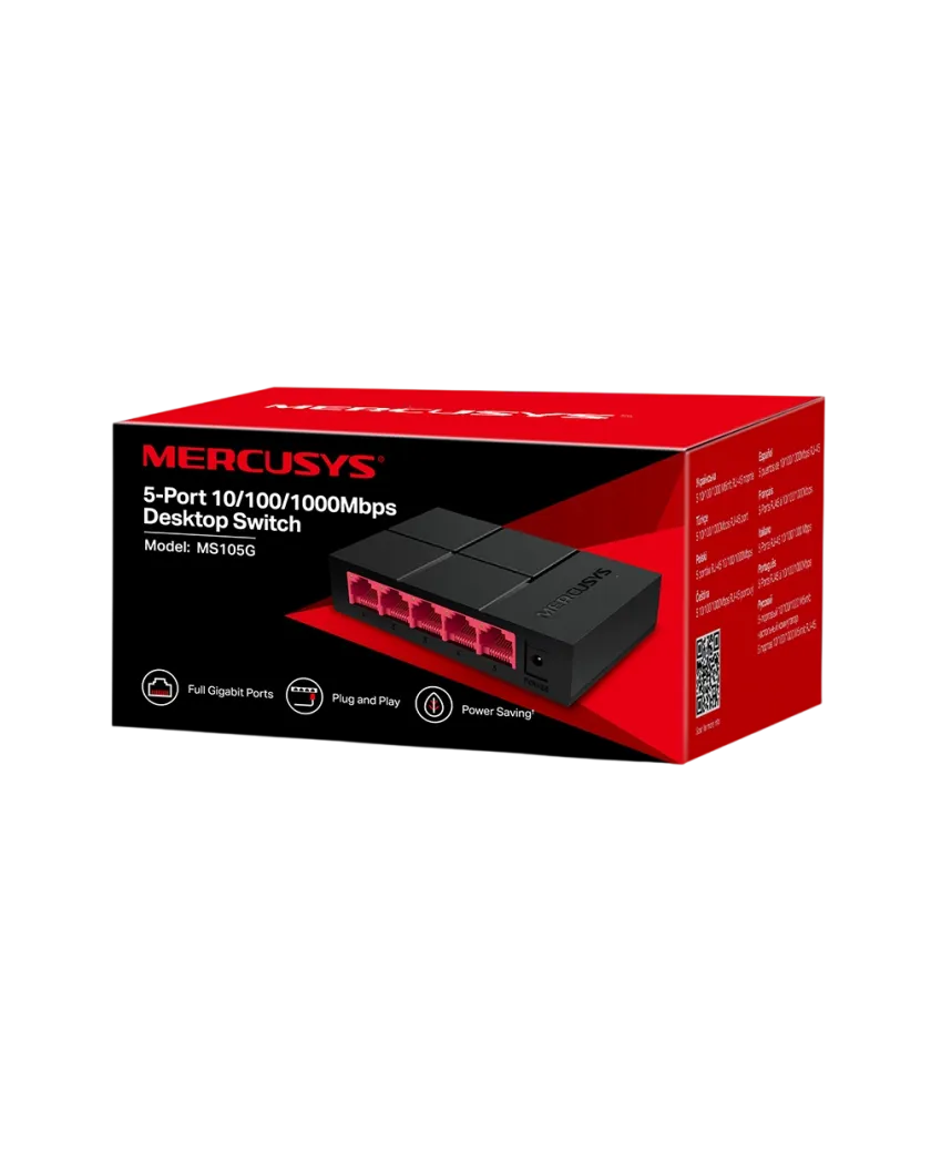 Mercusys MS105G 5-Port Gigabit Desktop Switch PORT: 5× Gigabit Ports