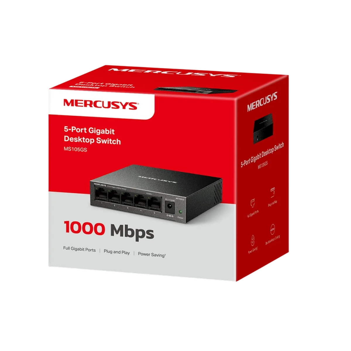 Mercusys MS105GS 5-Port Gigabit Desktop Switch PORT: 5× Gigabit Ports
