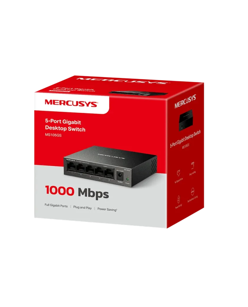 Mercusys MS105GS 5-Port Gigabit Desktop Switch PORT: 5× Gigabit Ports
