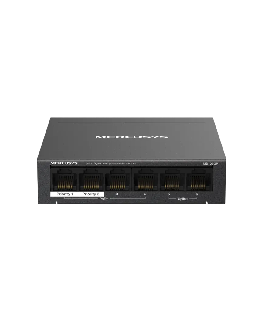 Mercusys MS106GP / Настольный гигабитный коммутатор с 6 портами и поддержкой PoE+ с 4 портами