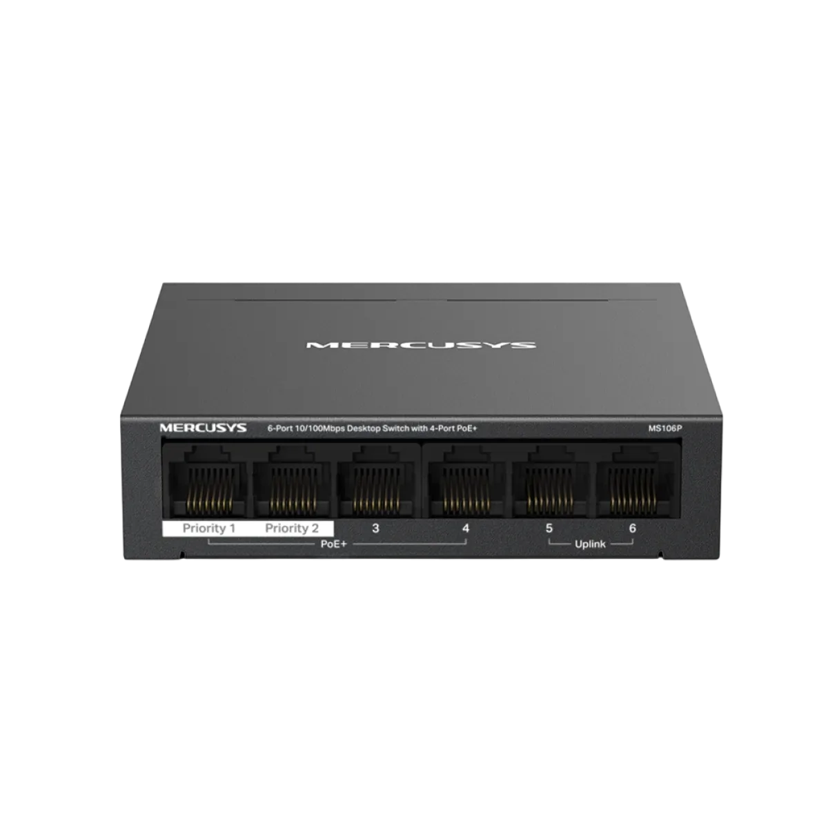 Mercusys MS106P / Настольный коммутатор с 6 портами 10/100 Мбит/с и 4 портами PoE+