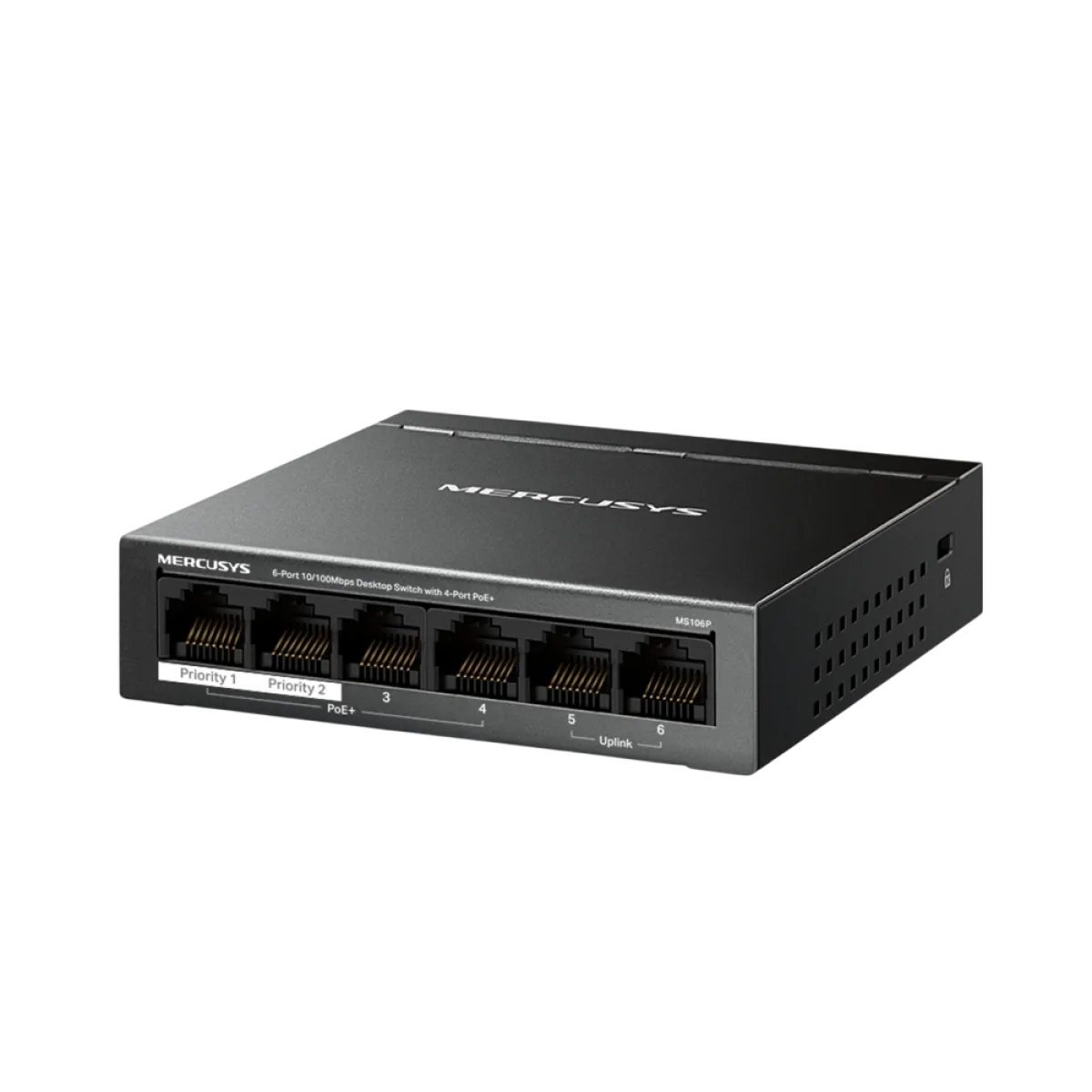 Mercusys MS106P / Настольный коммутатор с 6 портами 10/100 Мбит/с и 4 портами PoE+