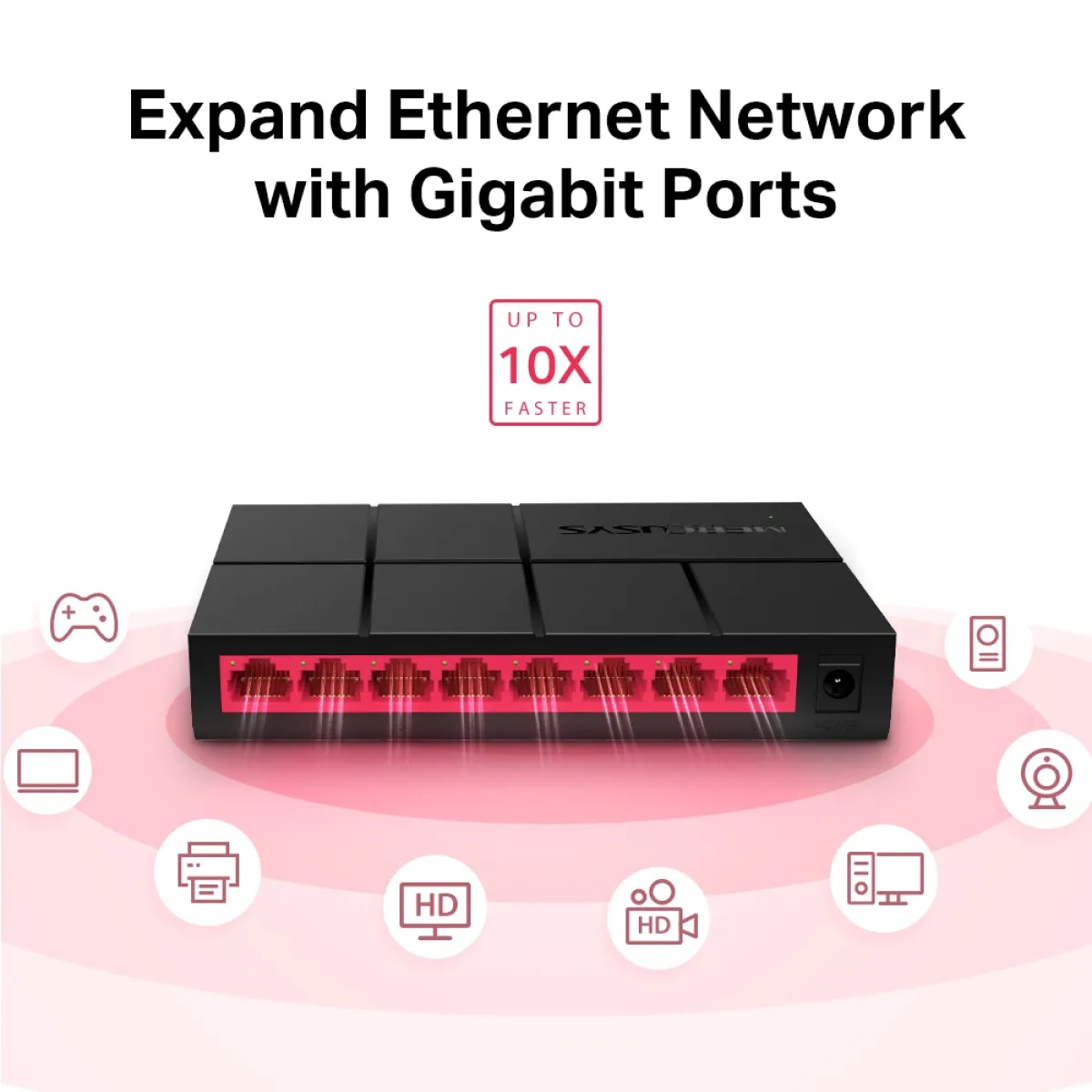 Mercusys MS108G 8-Port Gigabit Desktop Switch PORT: 8× Gigabit Ports