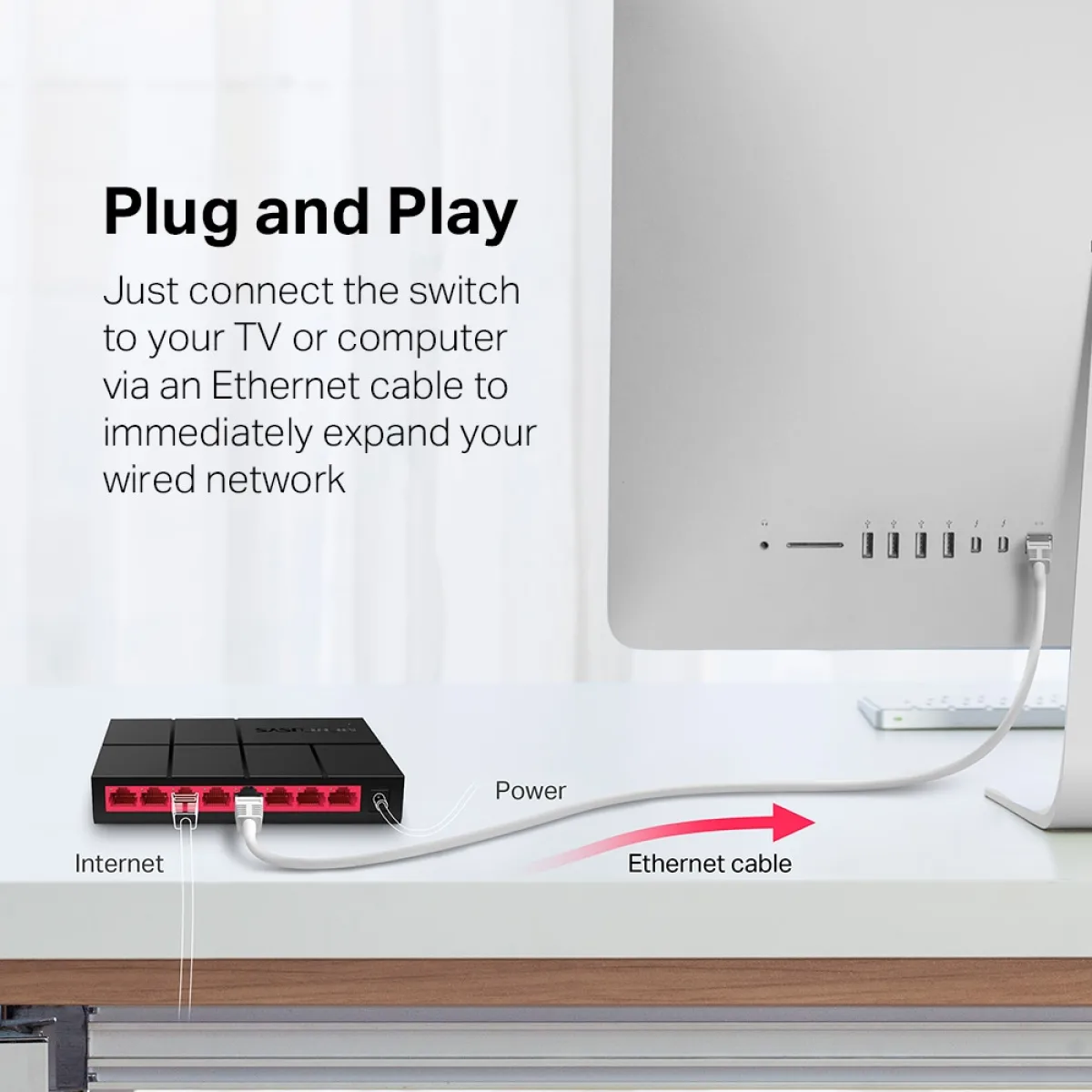 Mercusys MS108G 8-Port Gigabit Desktop Switch PORT: 8× Gigabit Ports