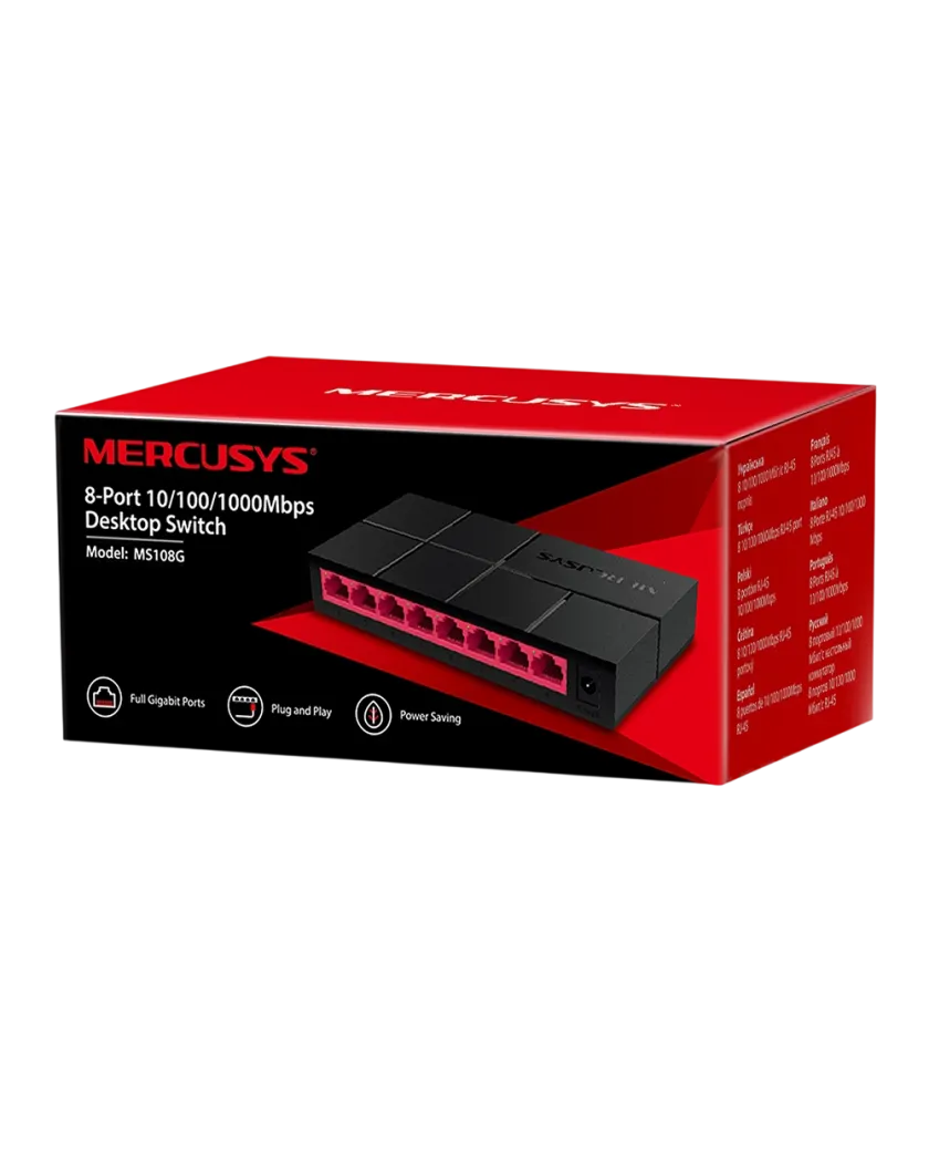Mercusys MS108G 8-Port Gigabit Desktop Switch PORT: 8× Gigabit Ports