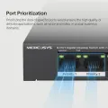 Mercusys MS108GP 8-Port Gigabit Desktop Switch with 7-Port PoE+ PORT: 7× Gigabit PoE+ Ports, 1× Gigabit Non-PoE Ports