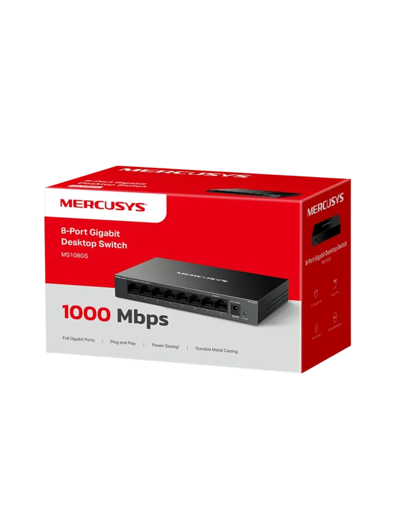 Mercusys MS108GS 8-Port Gigabit Desktop Switch PORT: 8× Gigabit Ports