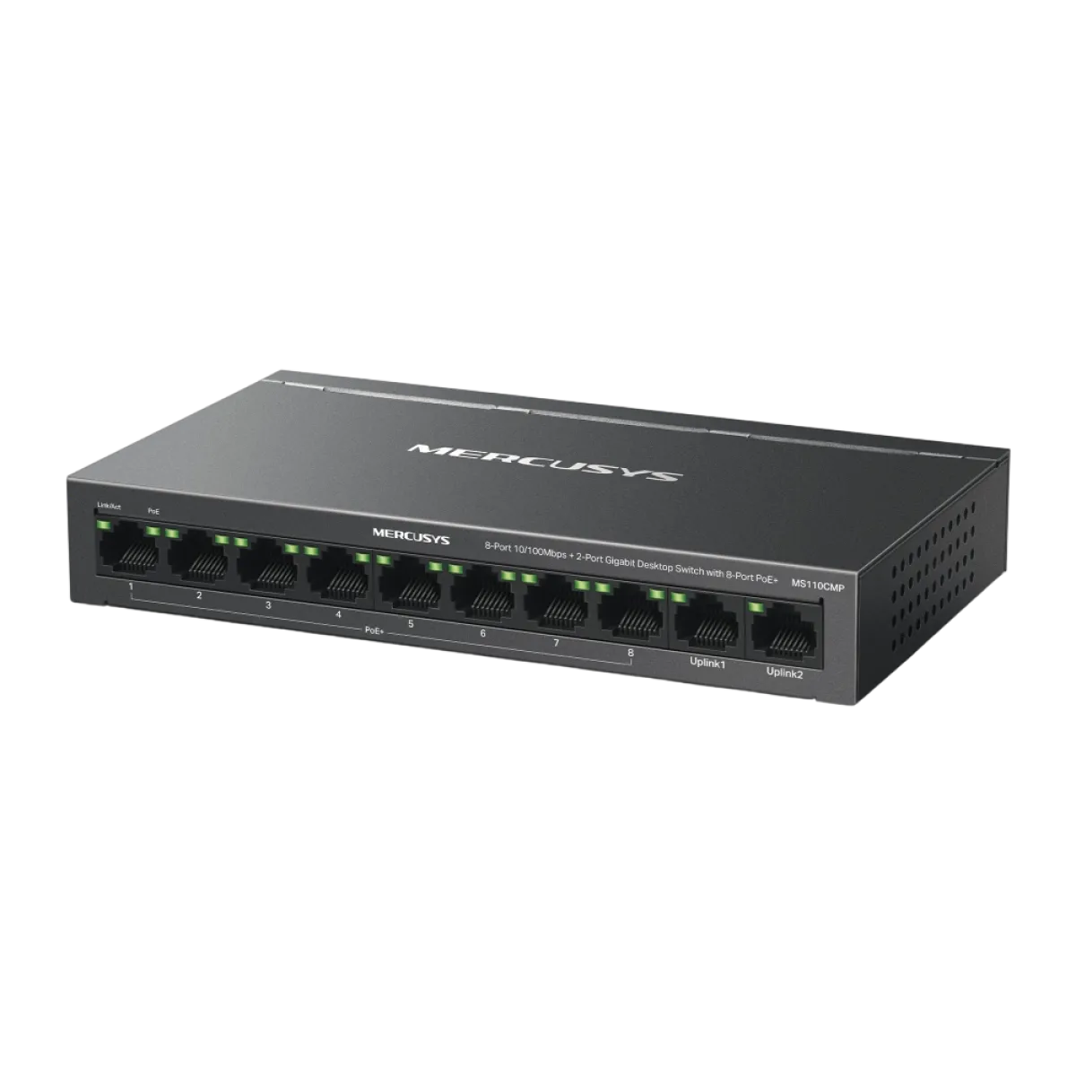 Mercusys MS110CMP / Настольный коммутатор с 8 портами 10/100 Мбит/с + 2 портами Gigabit и 8 портами PoE+