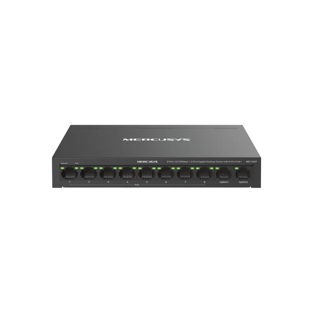Mercusys MS110CP / Настольный коммутатор с 8 портами 10/100 Мбит/с + 2 портами Gigabit и 8 портами PoE+