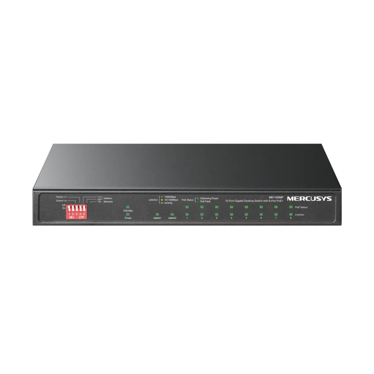 Mercusys MS110GMP / Настольный гигабитный коммутатор на 10 портов с поддержкой PoE+ на 8 портов