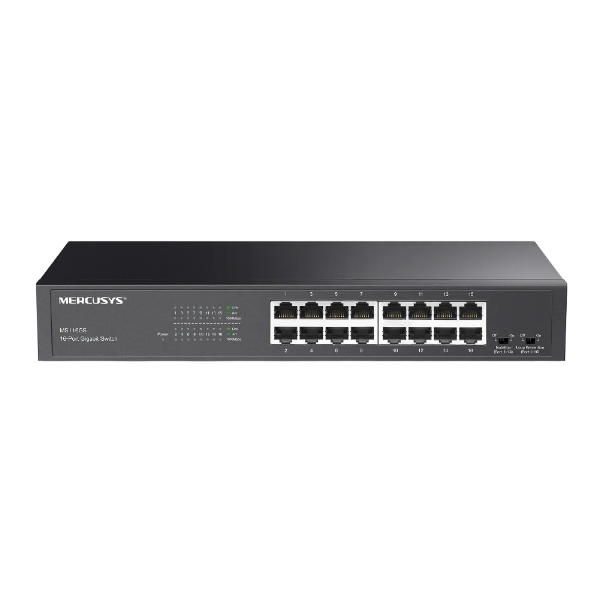 Mercusys MS116GS 16-Port Gigabit Desktop/Rackmount Switch PORT: 16× Gigabit RJ45 Ports