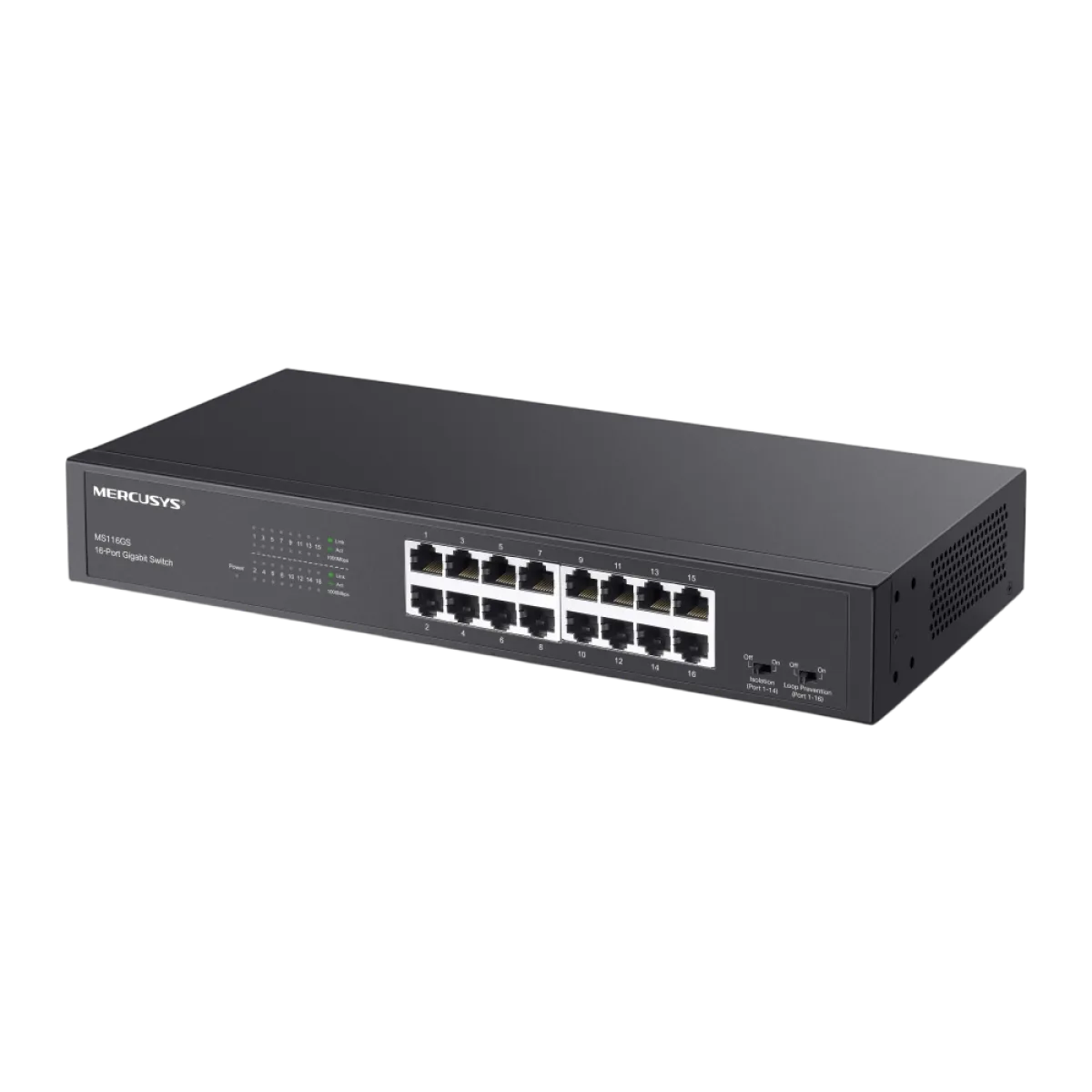 Mercusys MS116GS 16-Port Gigabit Desktop/Rackmount Switch PORT: 16× Gigabit RJ45 Ports