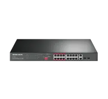 Mercusys MS118CP / 16-портовый коммутатор для установки в стойку 10/100 Мбит/с + 2-портовый гигабитный коммутатор с поддержкой PoE+ на 16 портов