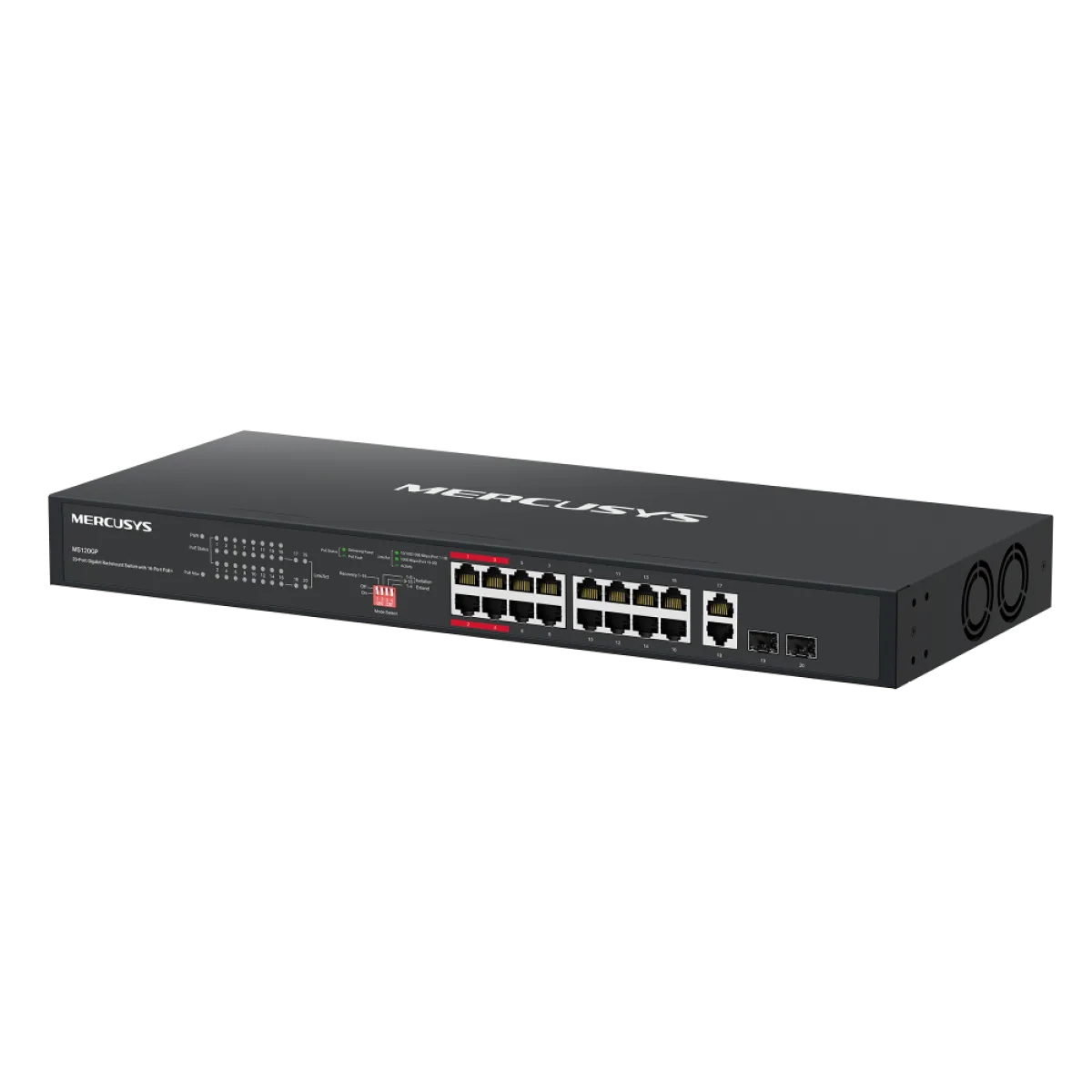 Mercusys MS120GP / 20-портовый гигабитный коммутатор для установки в стойку с 16-портовым PoE+