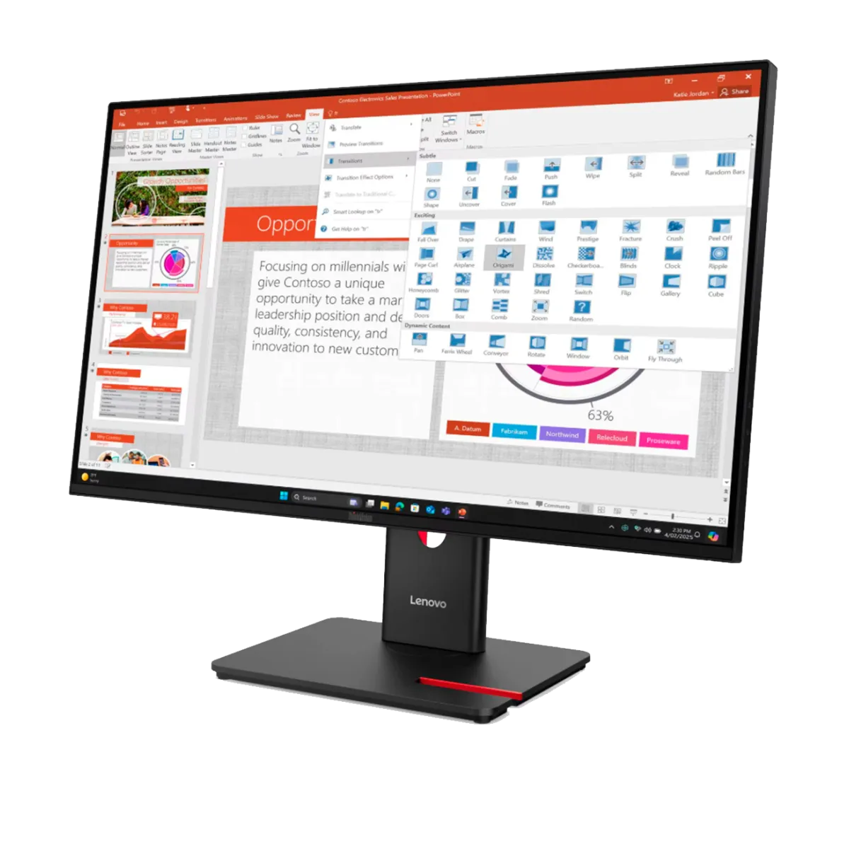 Монитор Lenovo T27QD-40 - 27" (2560x1440) IPS, 120Hz / Black