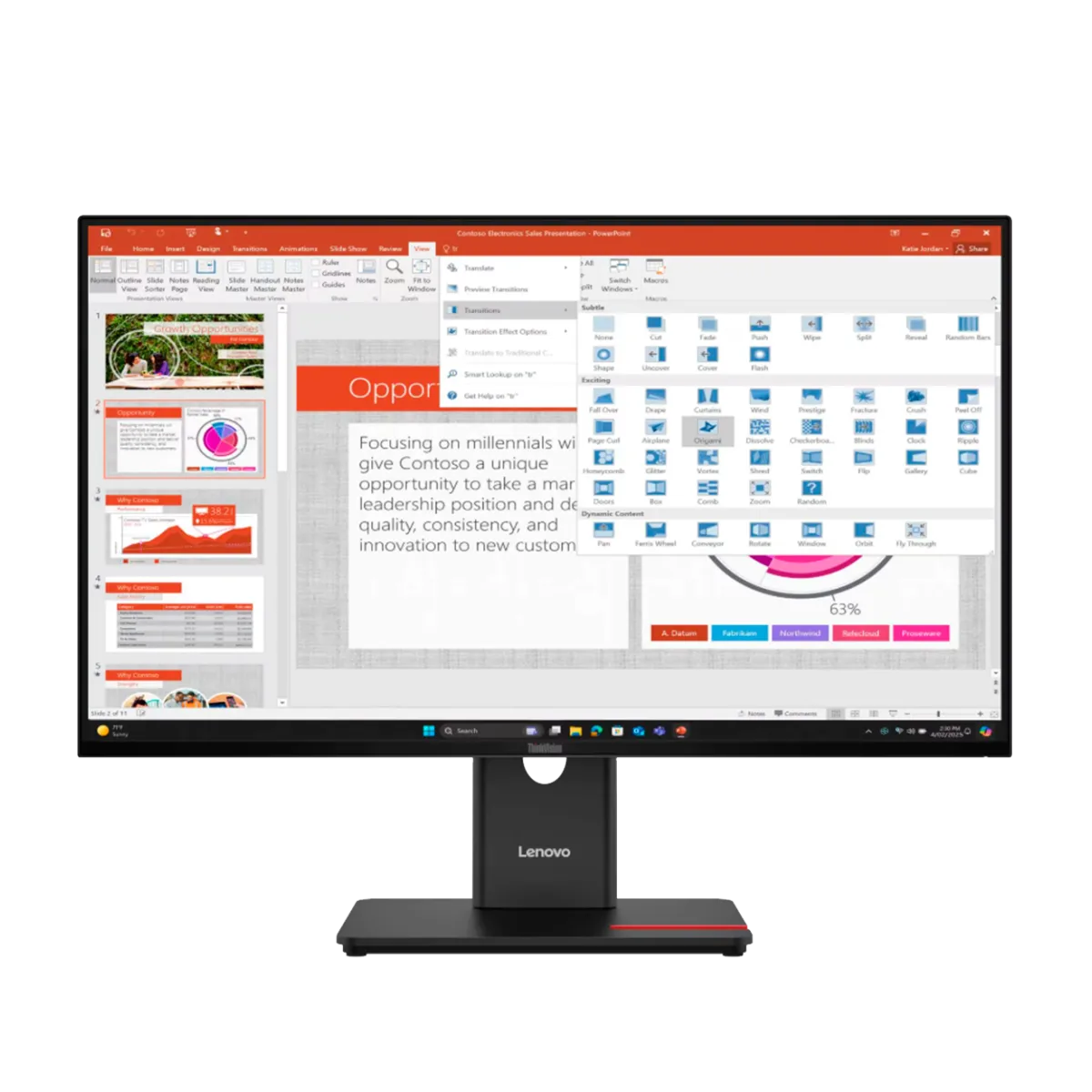 Монитор Lenovo T27QD-40 - 27" (2560x1440) IPS, 120Hz / Black