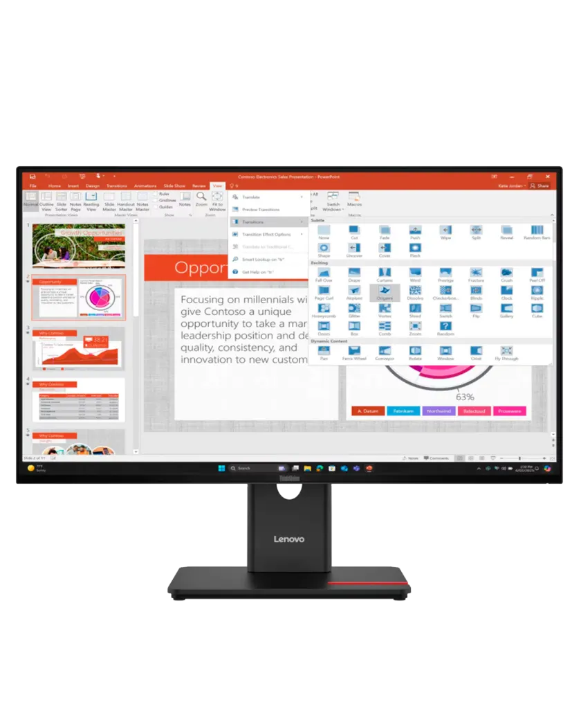 Монитор Lenovo T27QD-40 - 27" (2560x1440) IPS, 120Hz / Black