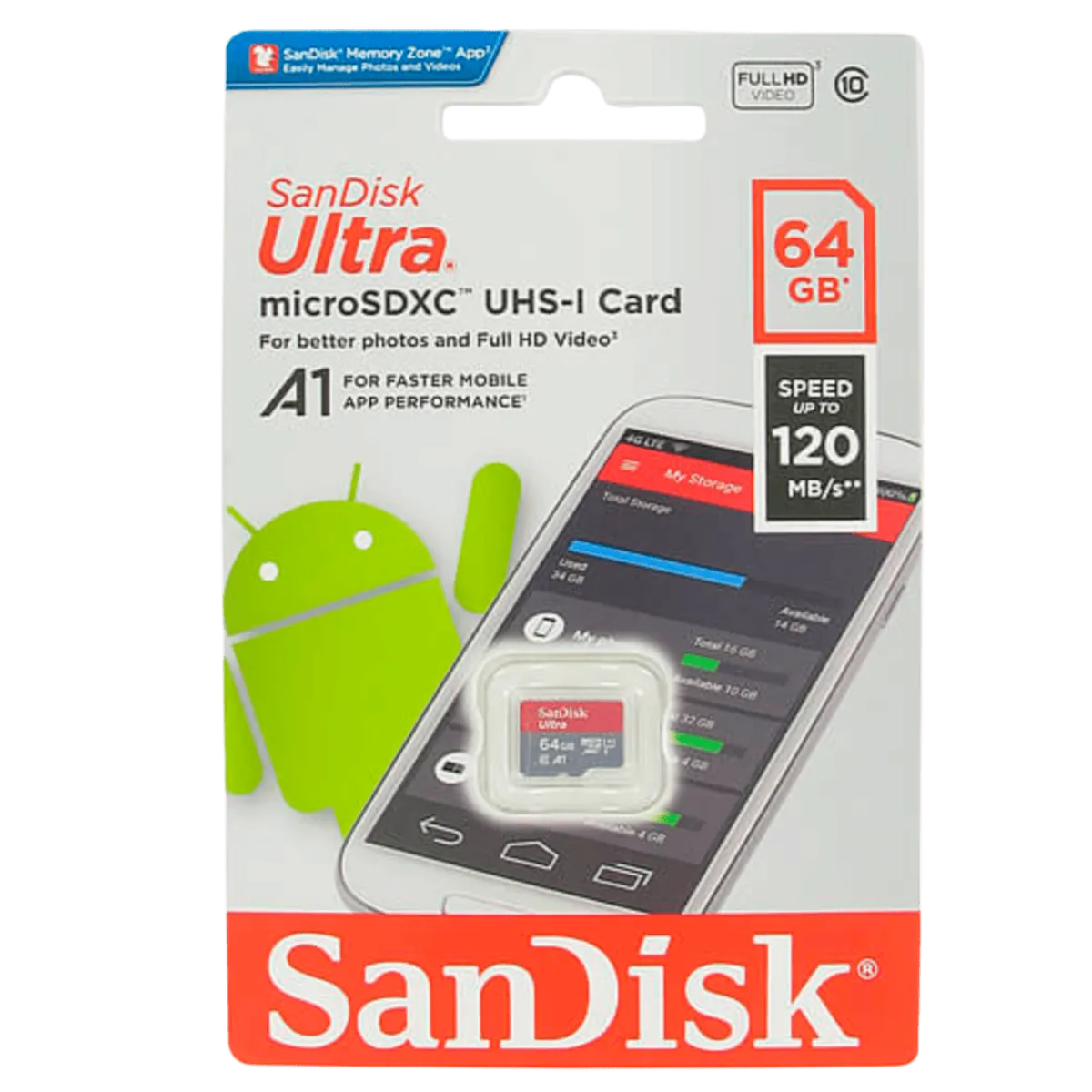 Карта памяти MicroSD Ultra SanDisk A1 64Gb