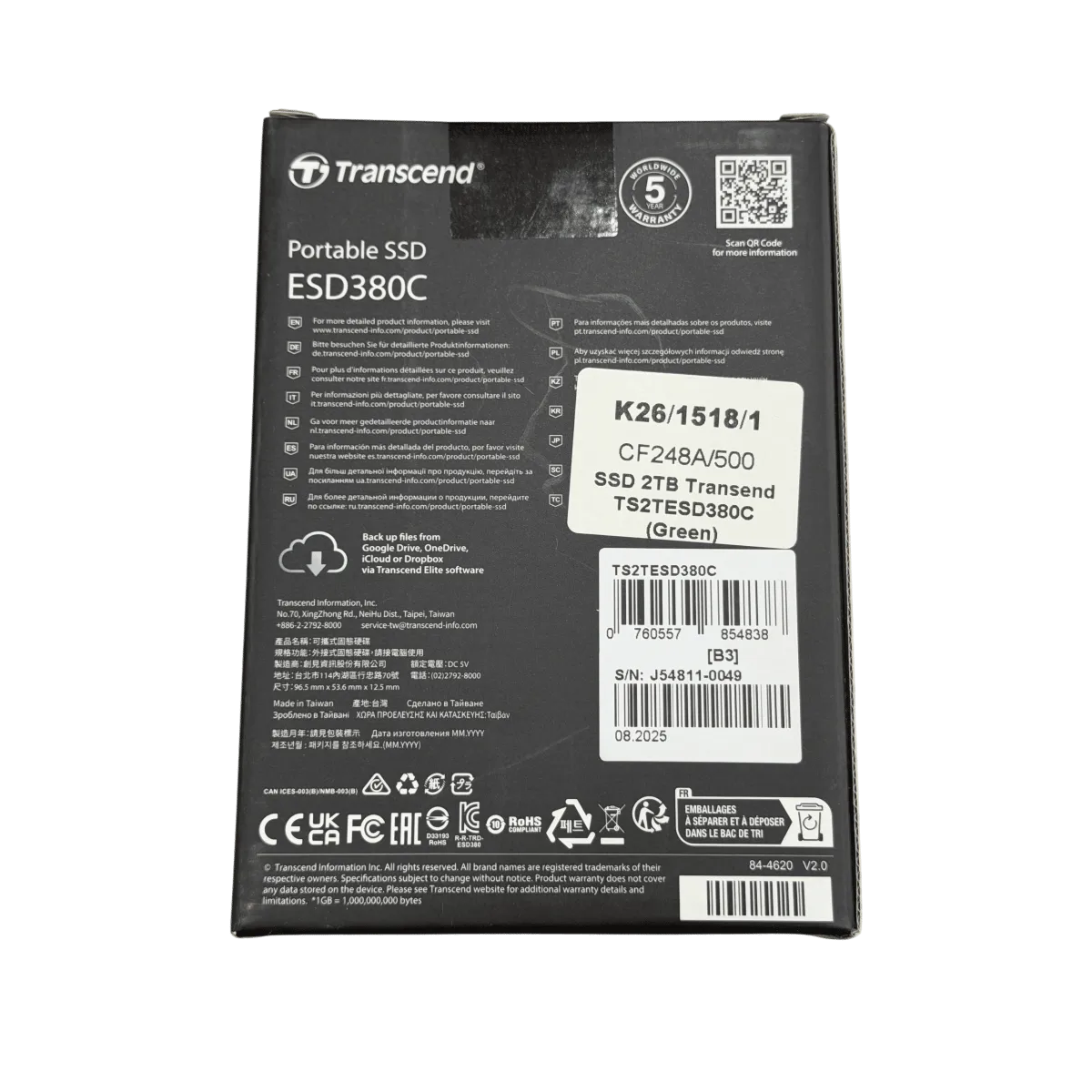 Внешний SSD накопитель Transend TS2TESD380C 2TБ / Green
