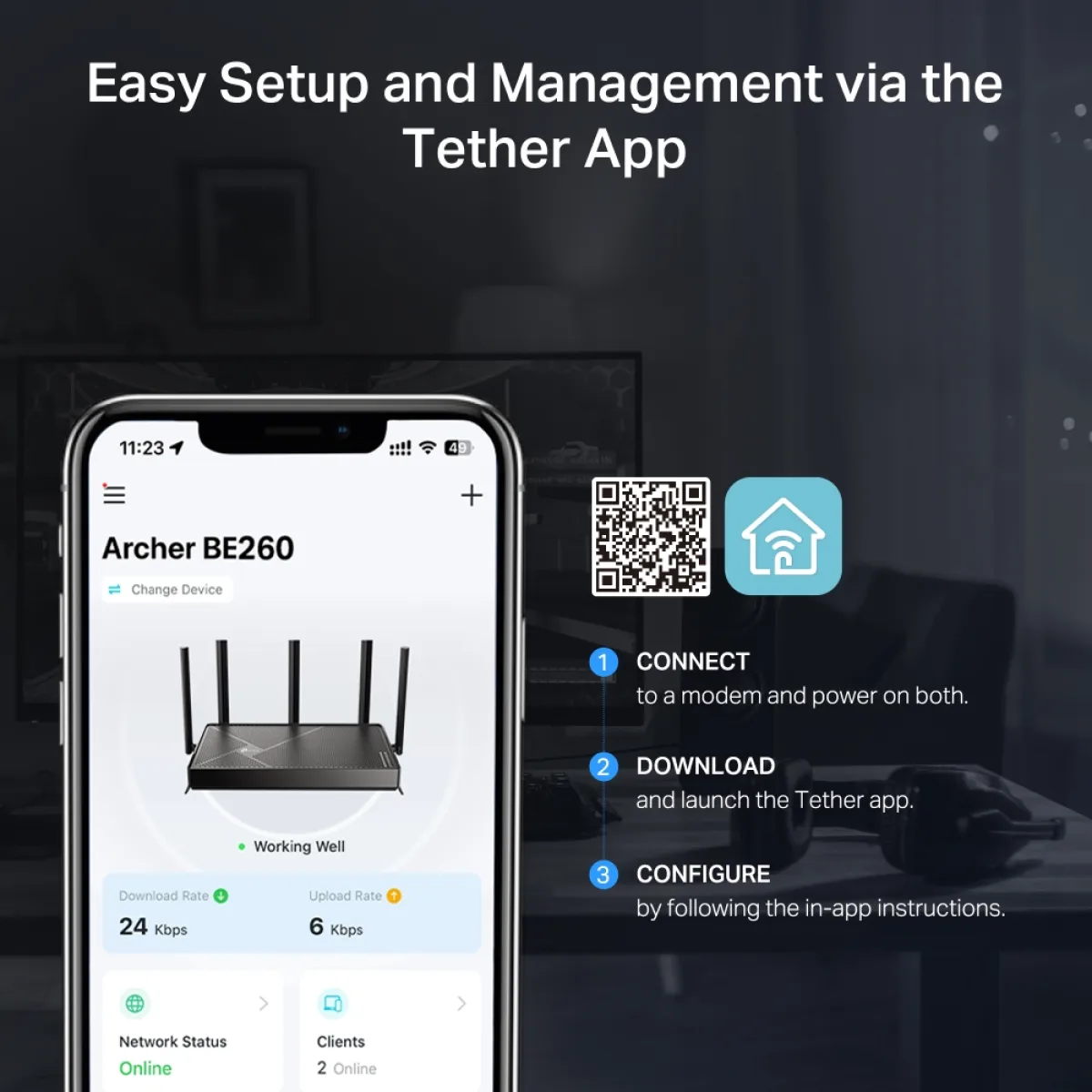 TP-Link Archer BE260 / BE5000 Двухдиапазонный роутер Wi-Fi 7