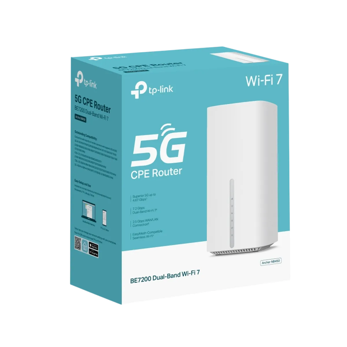 TP-Link Archer NB450 / BE7200 Беспроводной 5G-роутер Wi-Fi 7