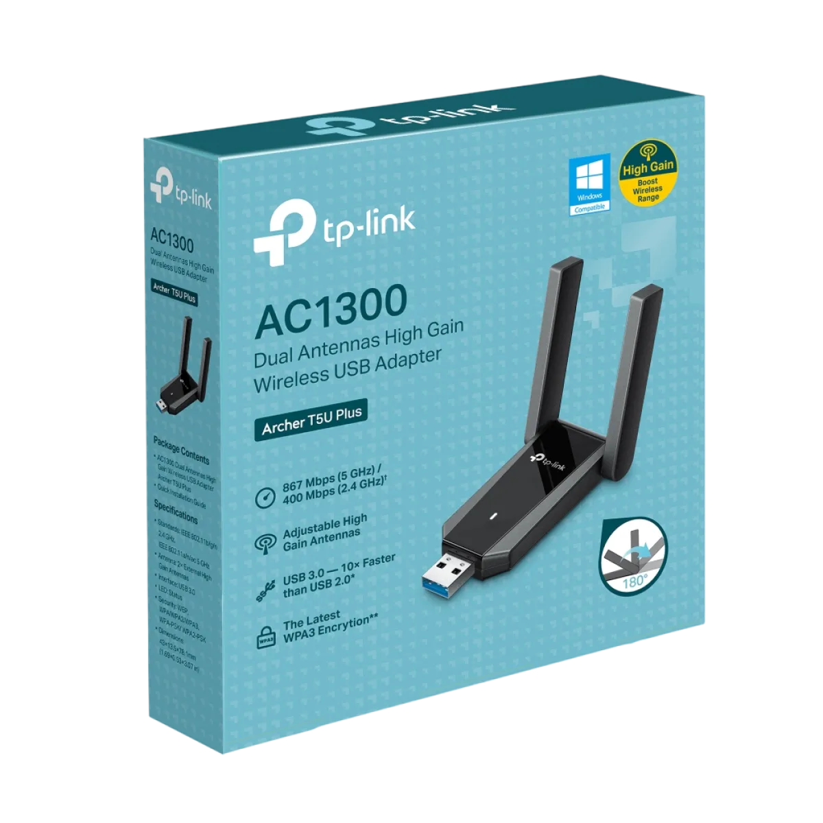 TP-Link Archer T5U Plus / AC1300 Двухдиапазонный USB-адаптер Wi-Fi с двумя антеннами