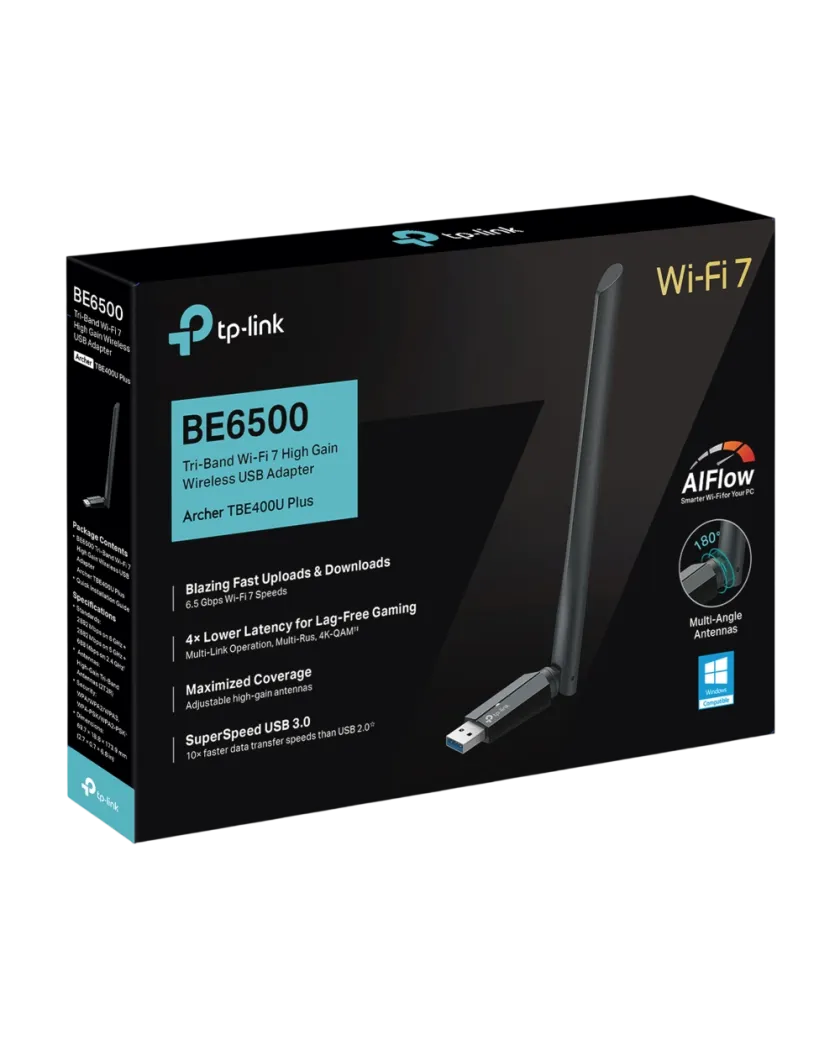 TP-Link Archer TBE400U Plus / BE6500 Трёхдиапазонный USB-адаптер Wi-Fi 7 с антенной