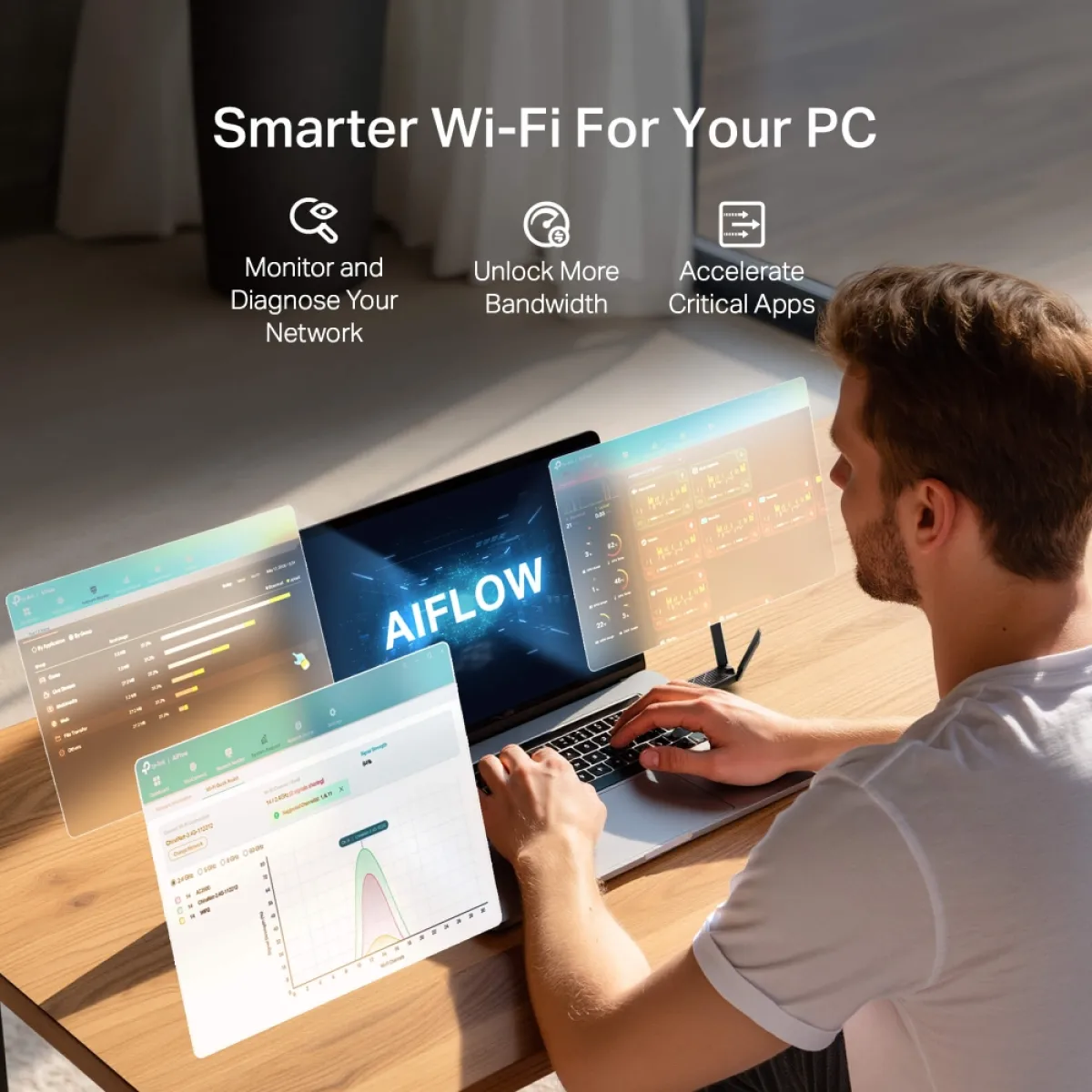 TP-Link Archer TBE400U Plus / BE6500 Трёхдиапазонный USB-адаптер Wi-Fi 7 с антенной