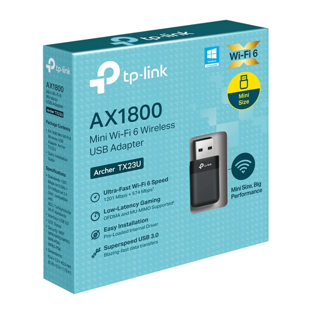 TP-Link Archer TX23U / AX1800 Компактный USB-адаптер Wi-Fi 6